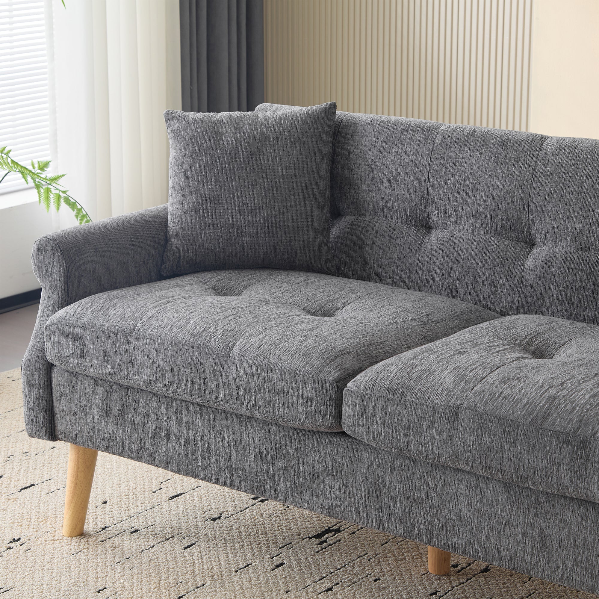 Logidon Modern Design Bank Grijze Chenille Stof 2 Zits 162 cm