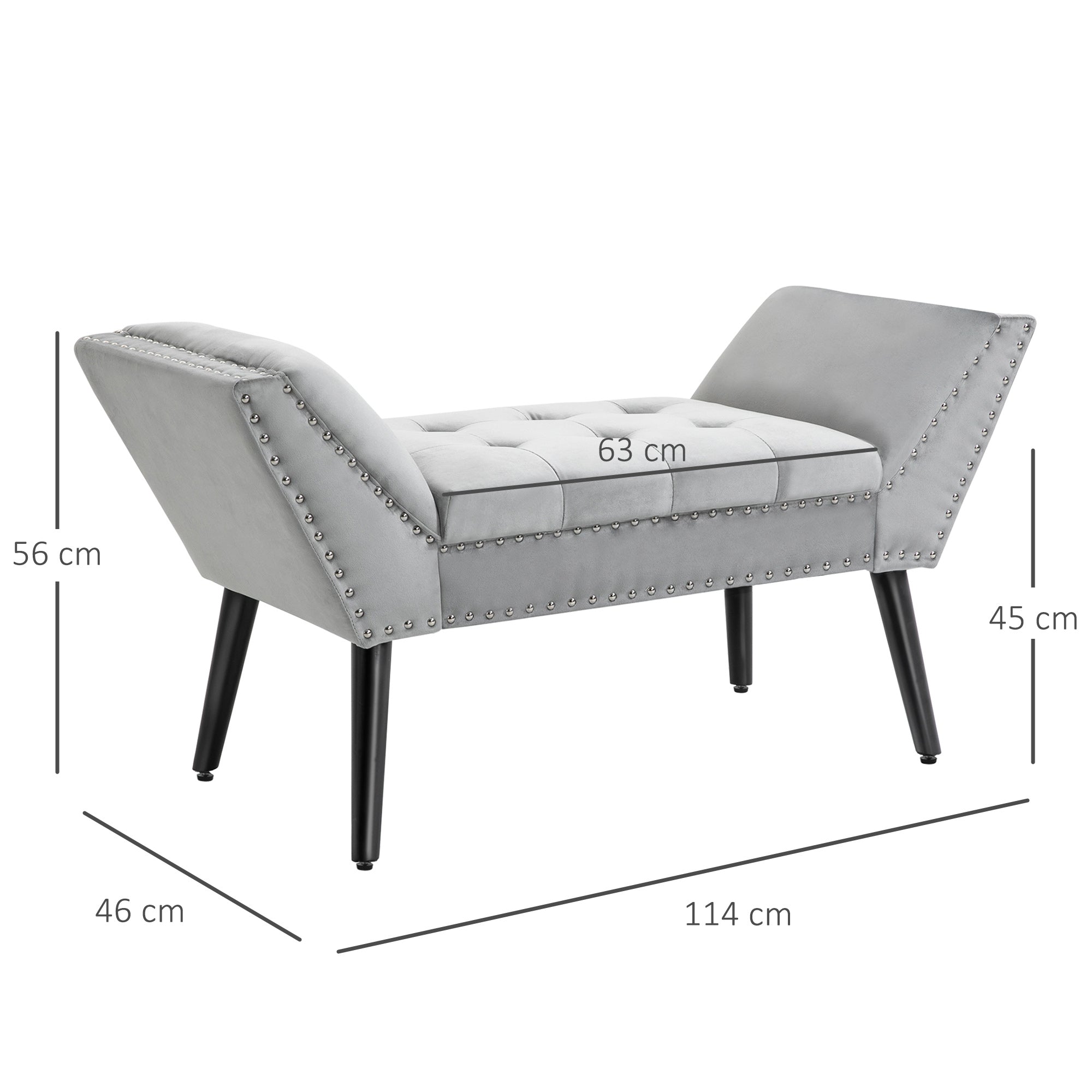 Logidon gestoffeerde bank lichtgrijs 114x46x56 cm met moderne fluwelen knopen