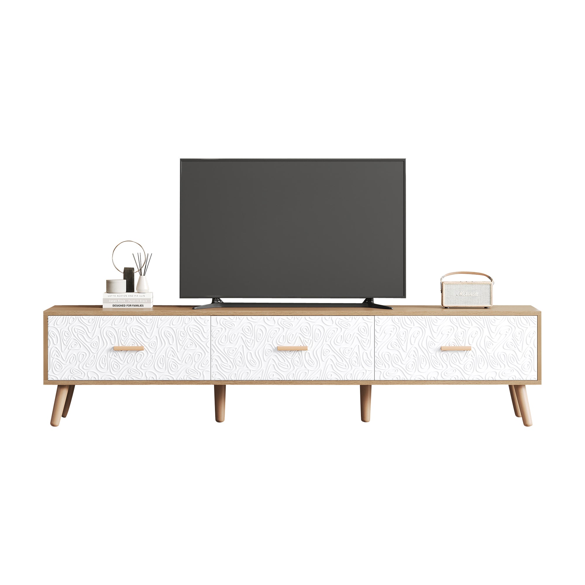 Logidon TV Laag Paneel Vintage Hout Wit Deurpaneel 150x39x35 cm