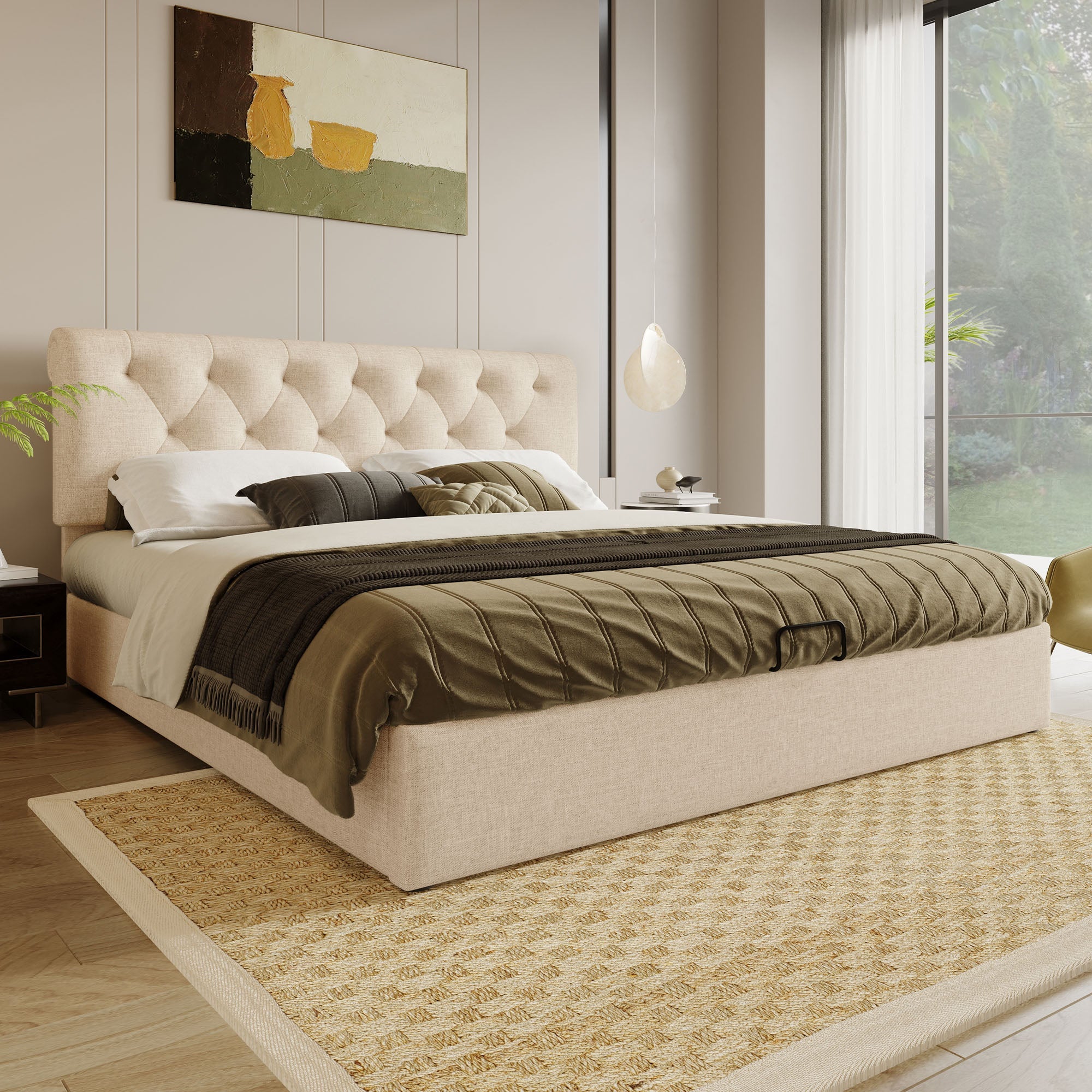 Logidon gestoffeerd bed 160x200 cm met opbergruimte, hoofdbord verstelbaar