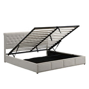 Logidon gestoffeerd bed met hydraulische opbergruimte 140x200 grijs