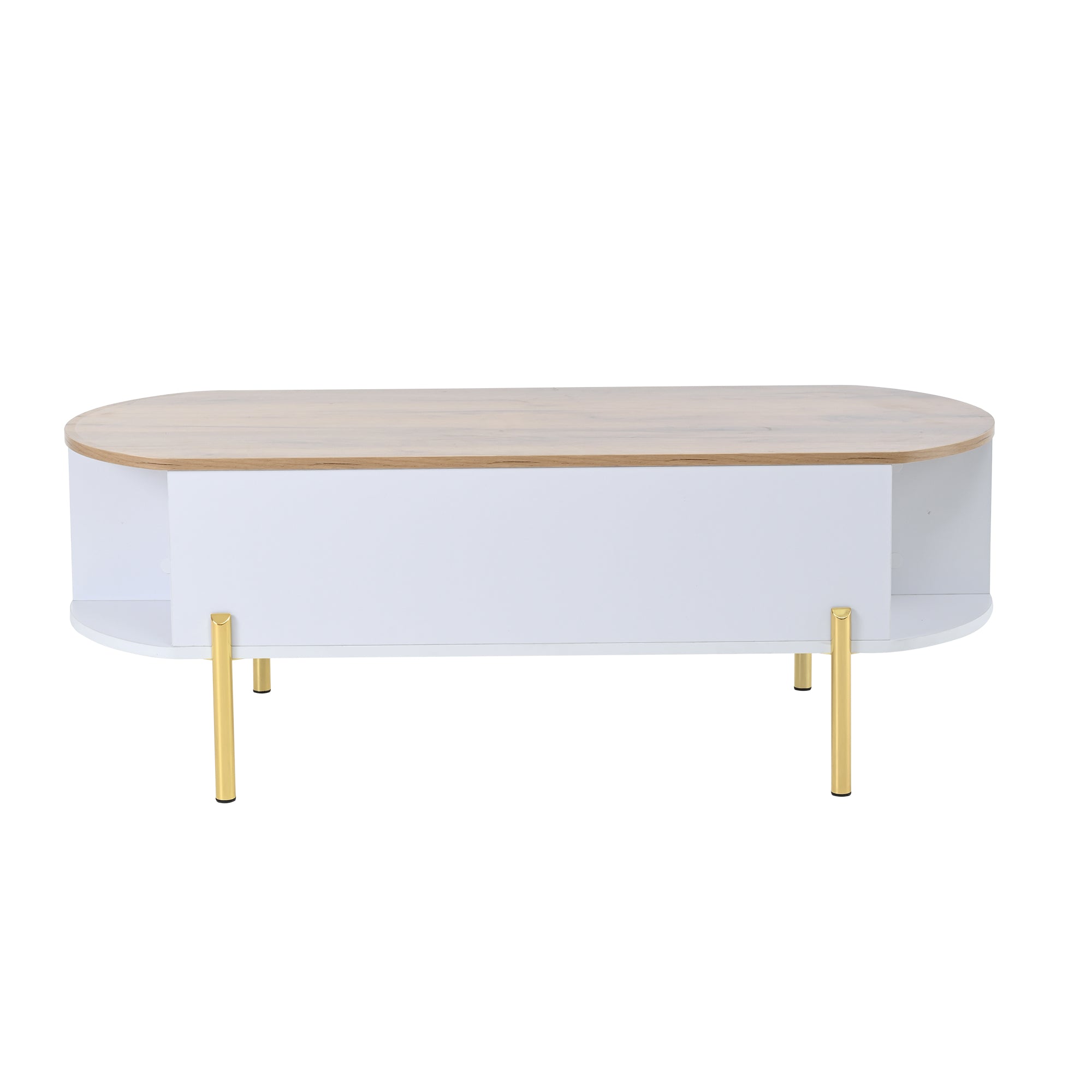 Logidon Verstelbare Salontafel 120x50x43 cm Met Opbergruimte Wit Hout