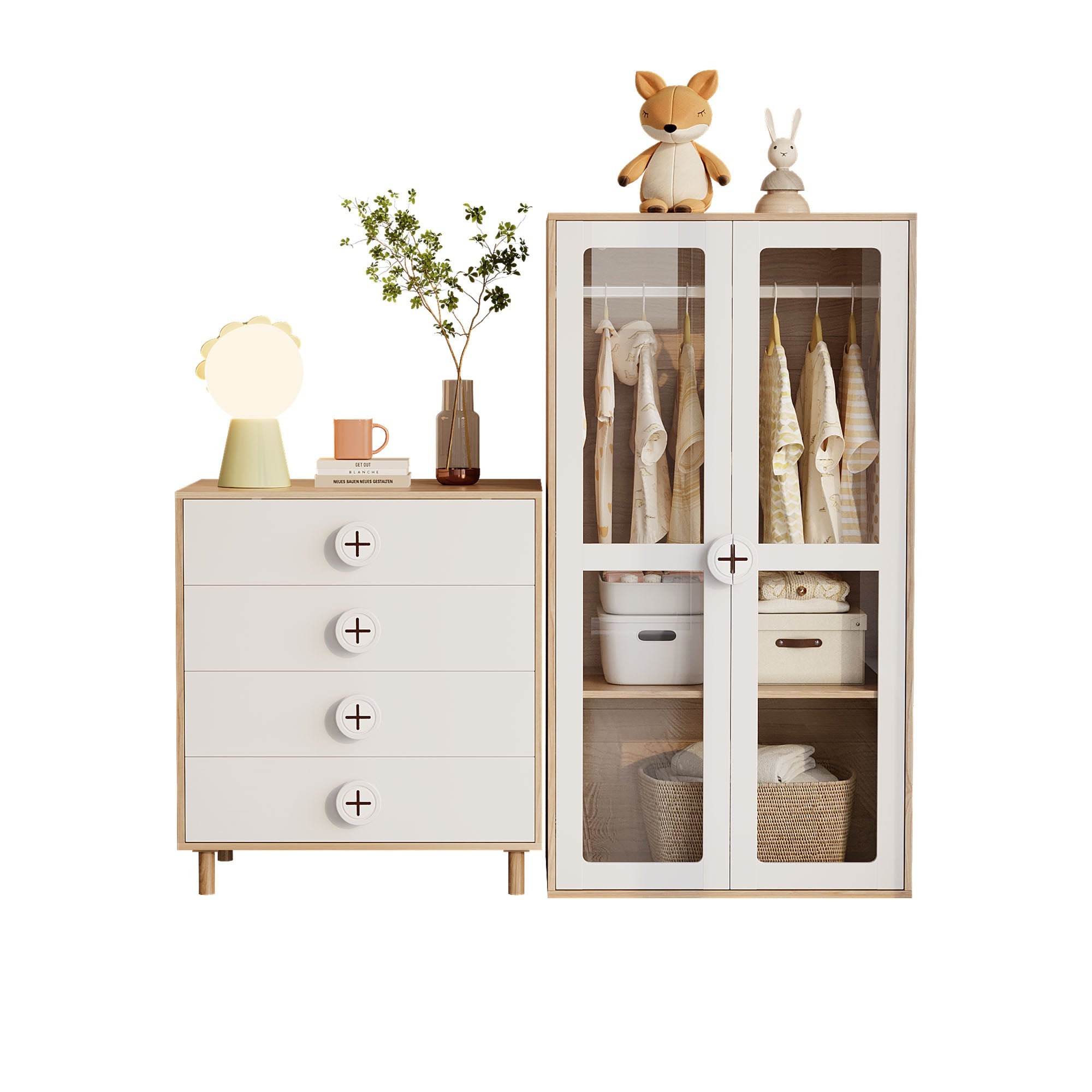 Logidon Kledingkastset Wit Met Glazen Deur 80x50x150 cm