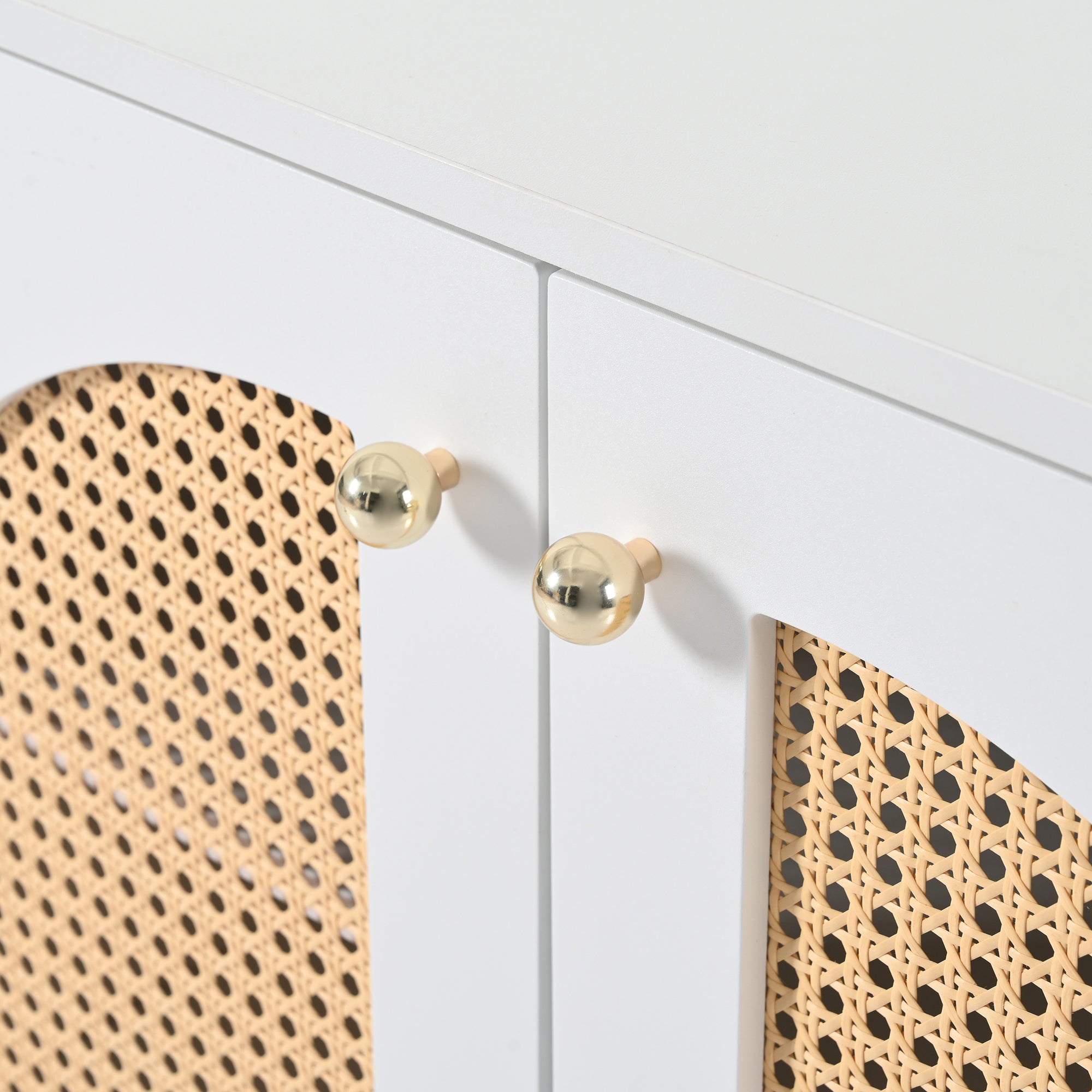 Logidon Modern dressoir 4 rotan deuren wit 145x40x80 cm