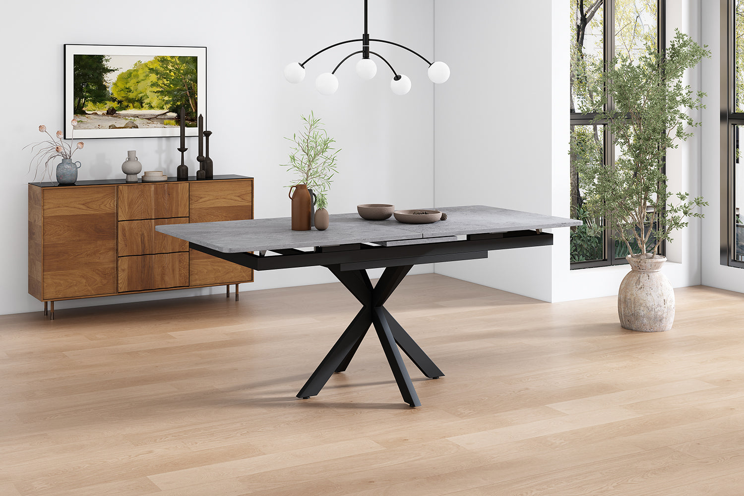 Logidon uitschuifbare eettafel 150/180x70x76 cm zwartgrijs