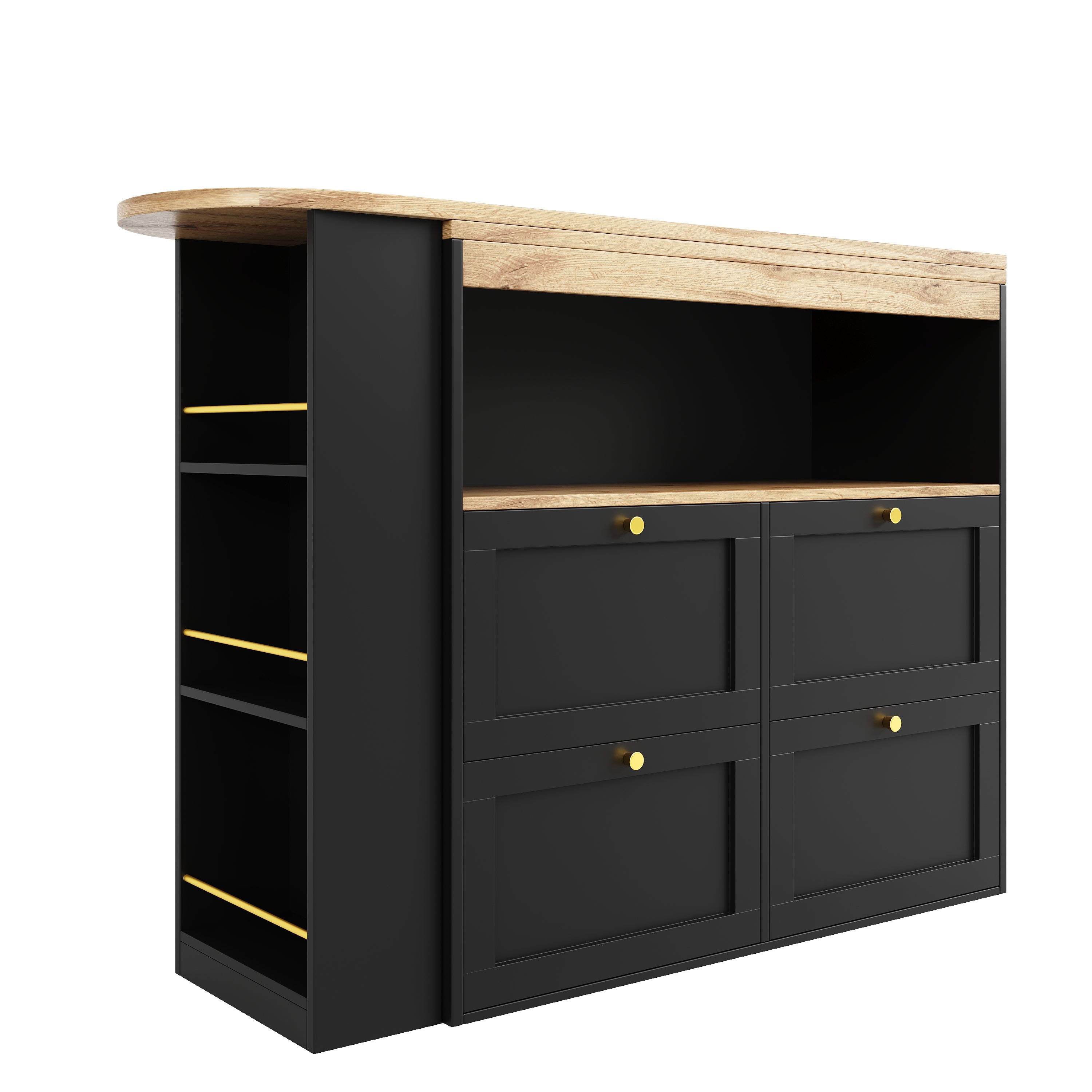 Logidon 360 graden draaibare eetbar zwart 138 cm - 4 lades