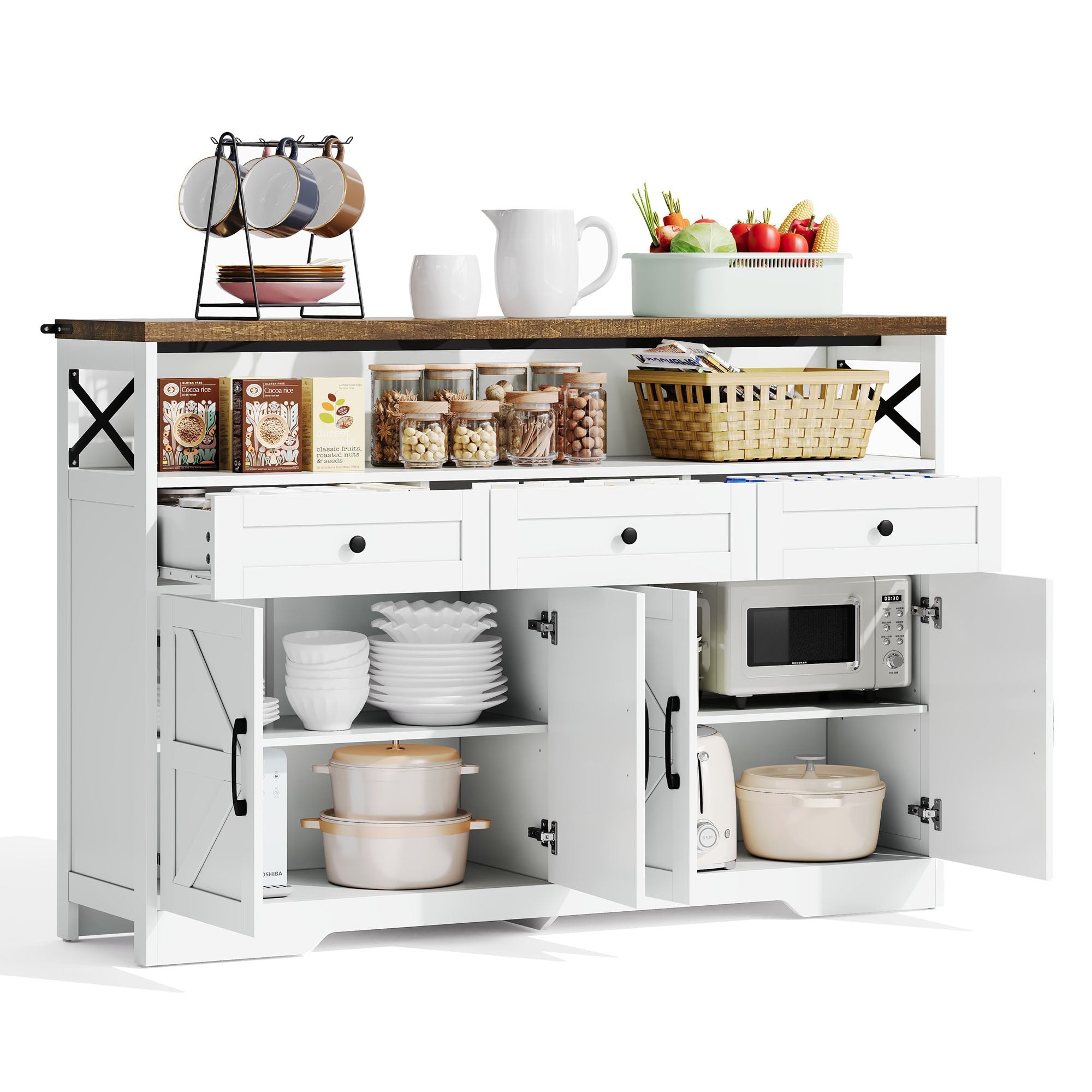 Logidon buffetbox 140 cm wit met 3 lades en deuren