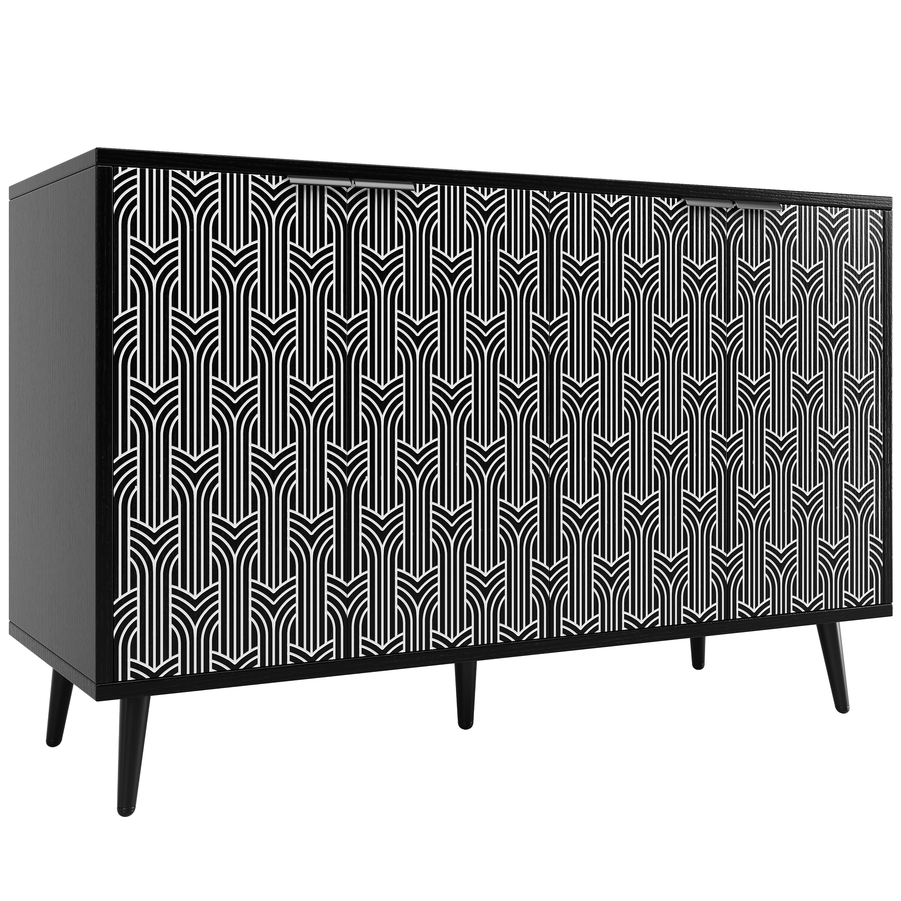 Logidon eetkamerkast 120x35x78 cm zwart met visgraatmotief