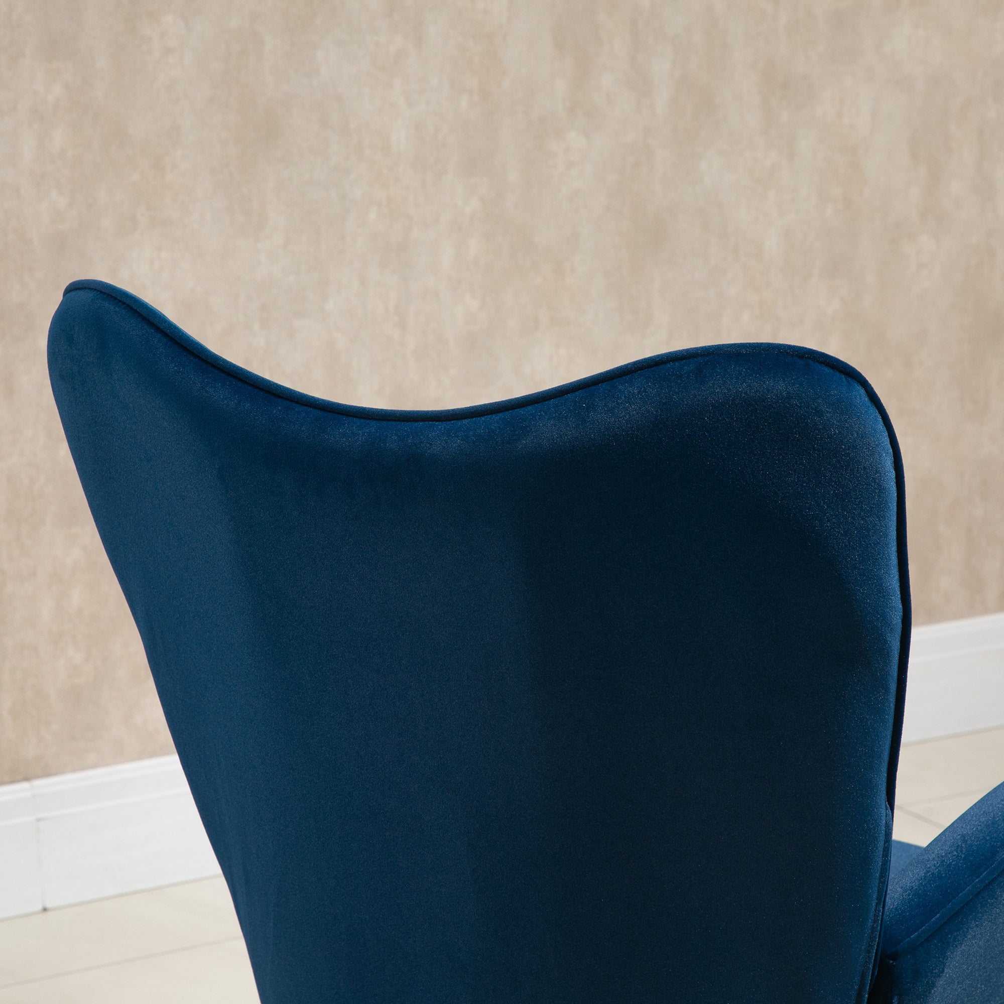 Logidon Schommelstoel met Oren Blauw Fluweel Heerlijk zitcomfort