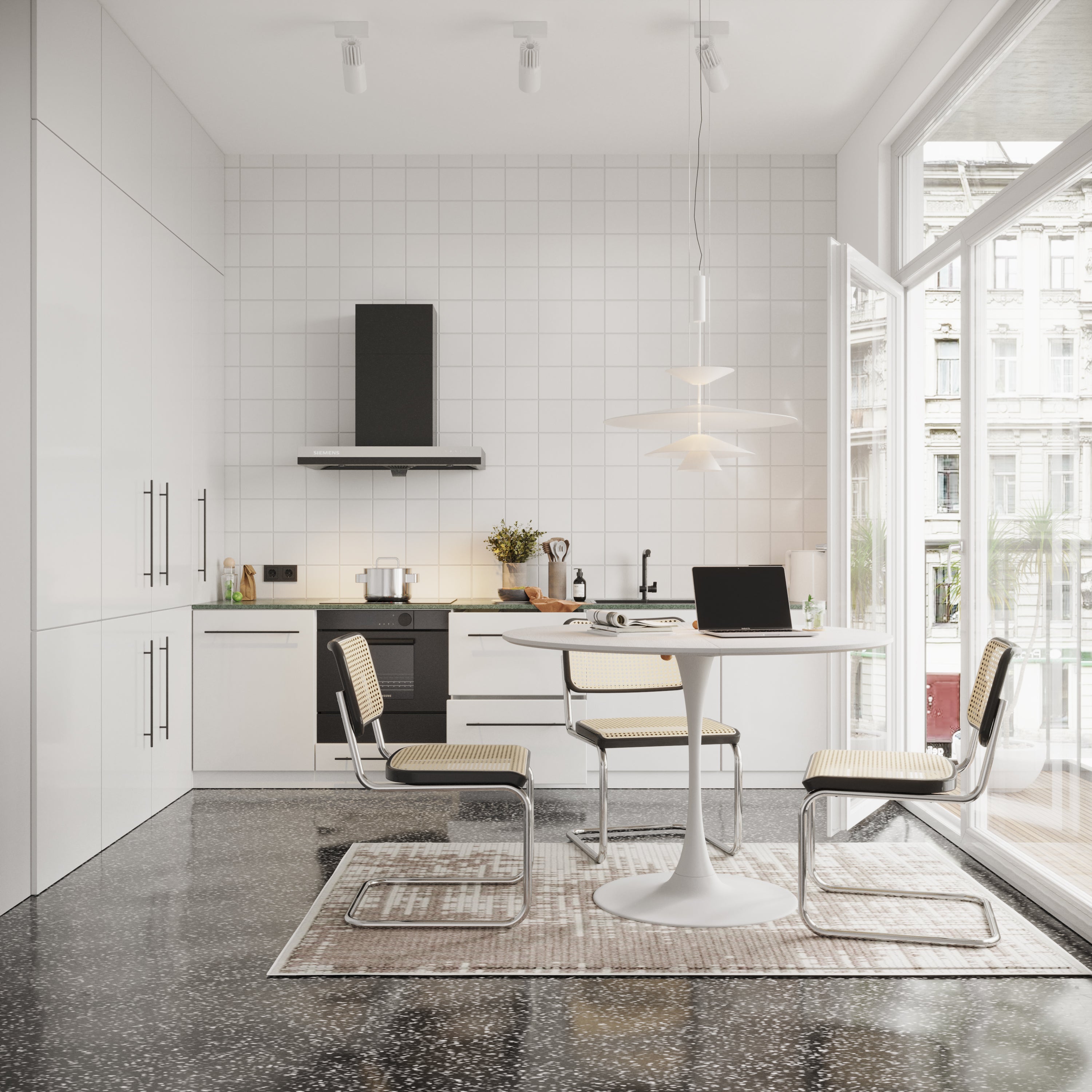 Logidon Ronde Eettafel 120 cm Wit Vierdelig patchwork tafelblad