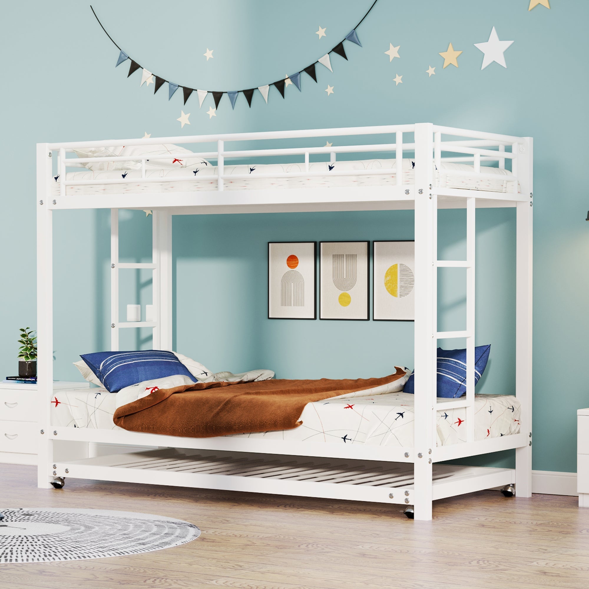 Logidon stapelbed 90x200 cm wit uitschuifbaar bed EN747 gecertificeerd