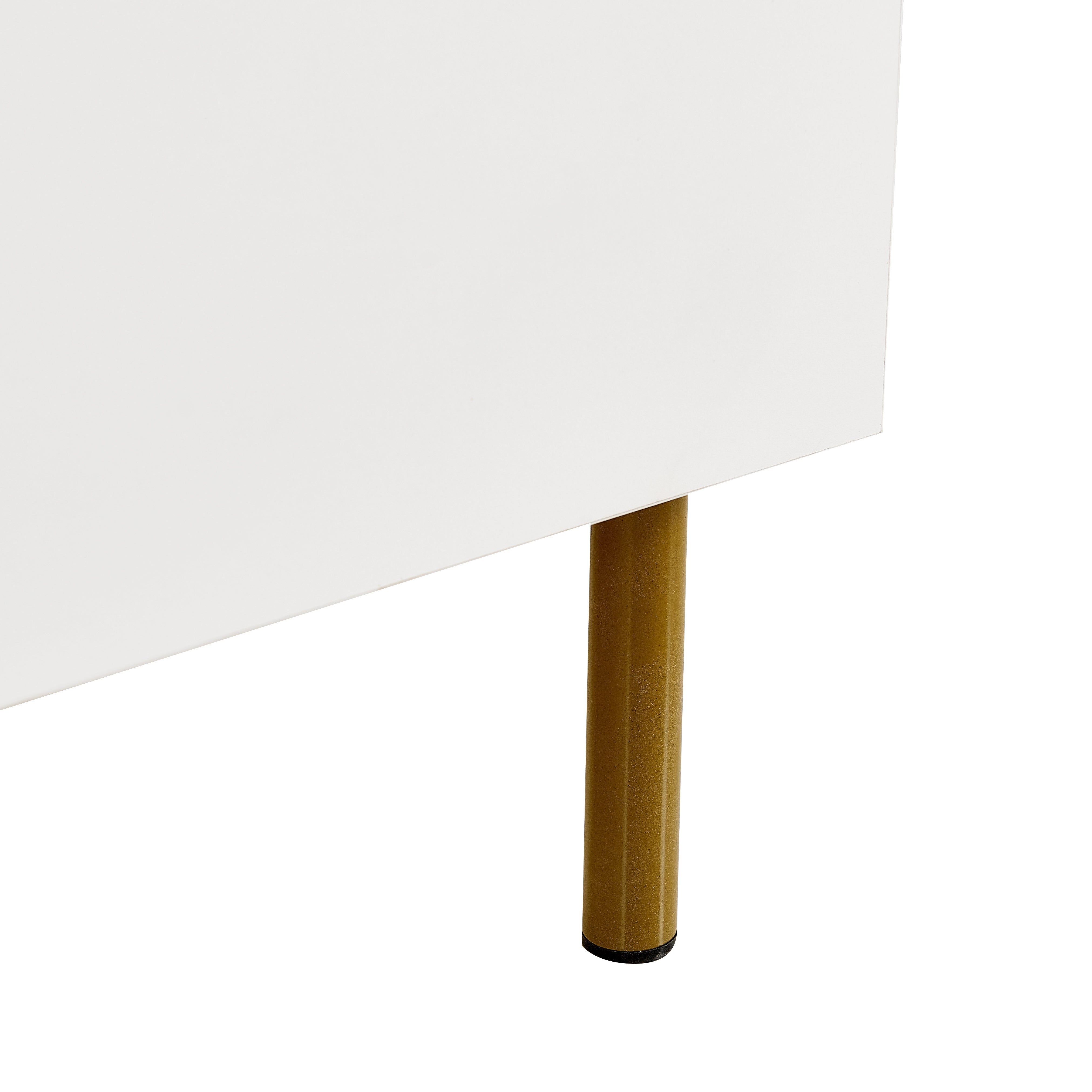 Logidon Wit MDF dressoir 80x36x90 cm zinken handvat stalen poten