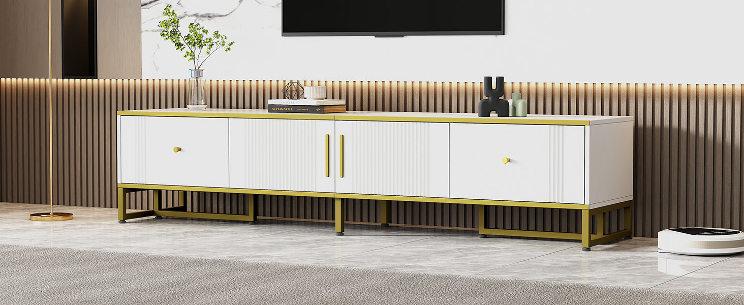 Logidon Elegant Wit TV-meubel 180x40x40 cm Gouden Trim