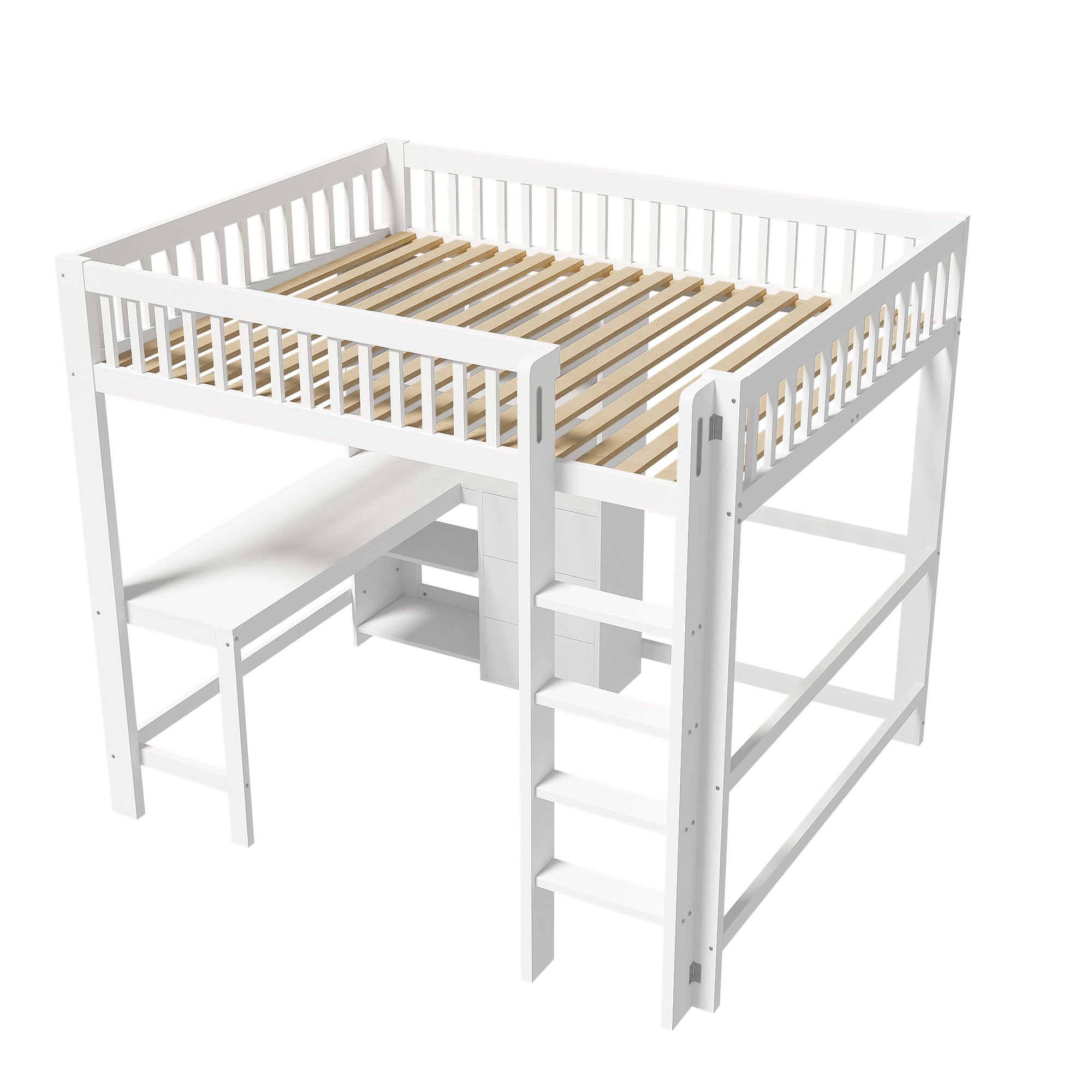 Logidon hoogslaper 140x200 cm met bureau en opbergruimte wit
