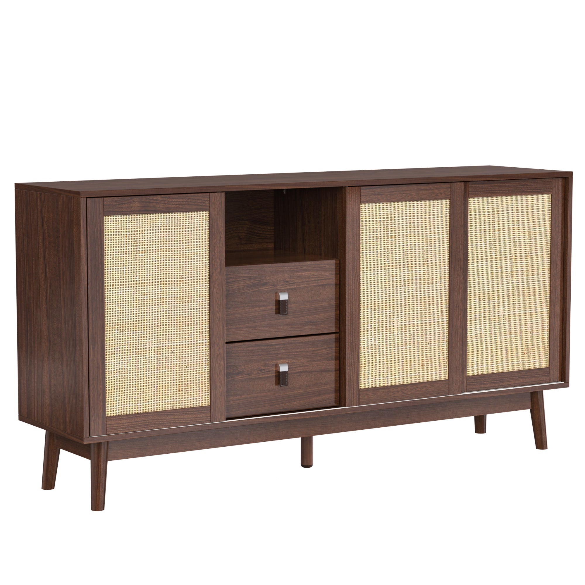 Logidon dressoir met rotan schuifdeuren en 2 lades 155x38x80 cm