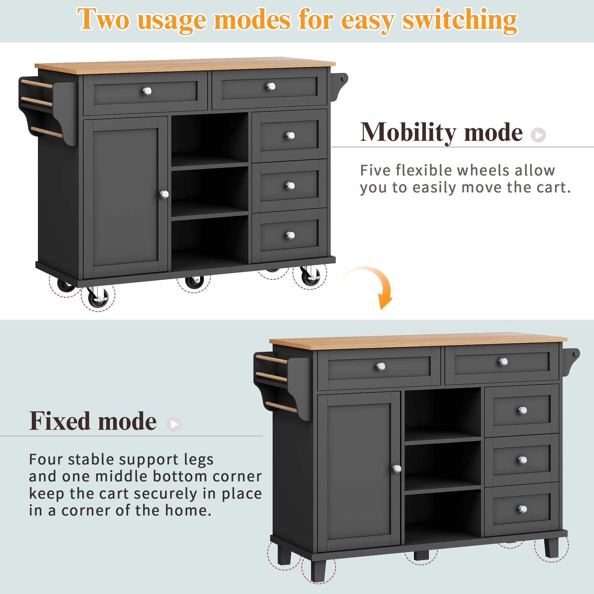 Logidon Restauratiewagen Zwart 134x46x92 cm Mobiel DualUse Design
