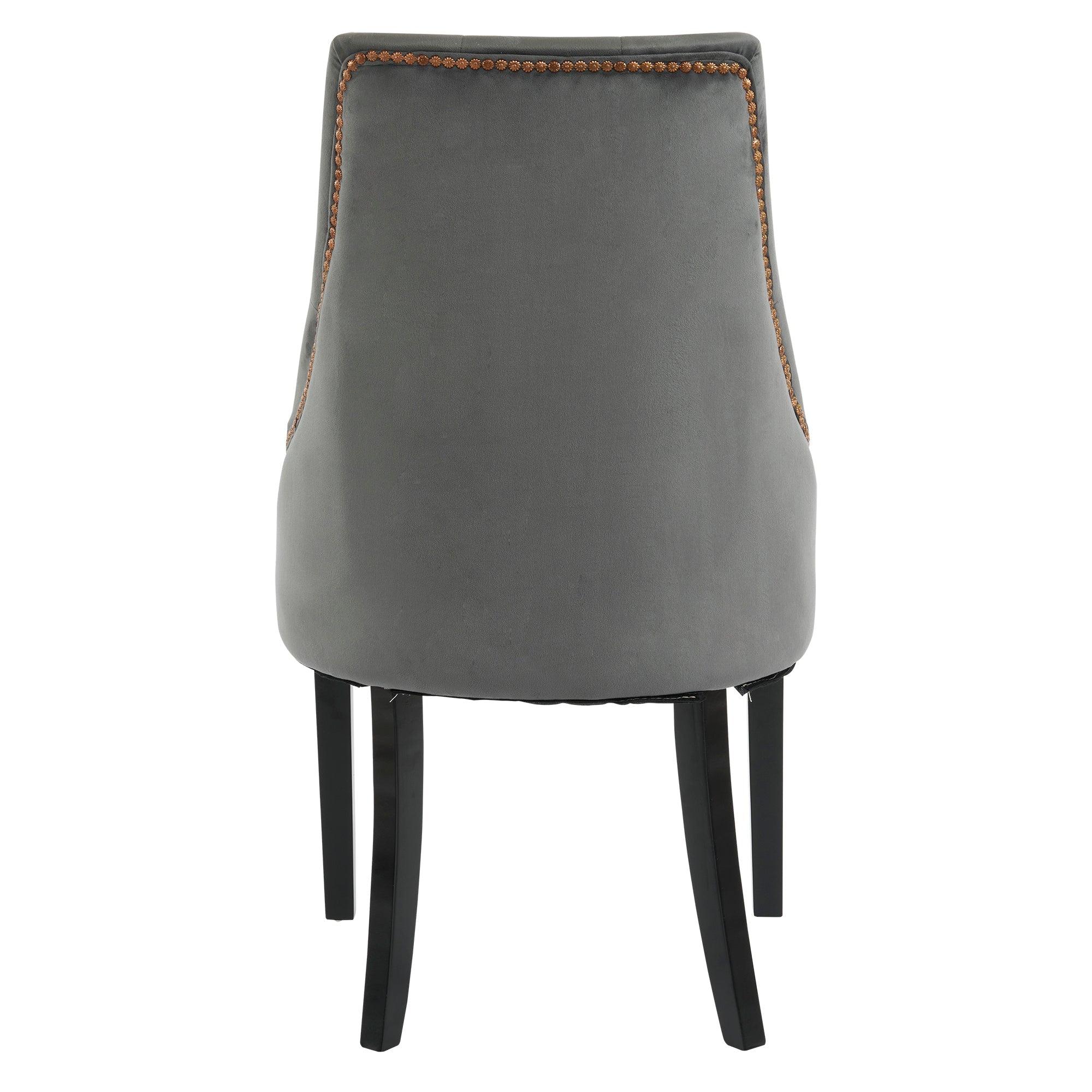 Logidon Set van 2 Retro Eetkamerstoelen Met Ronde Knopen Fluweel Grijs