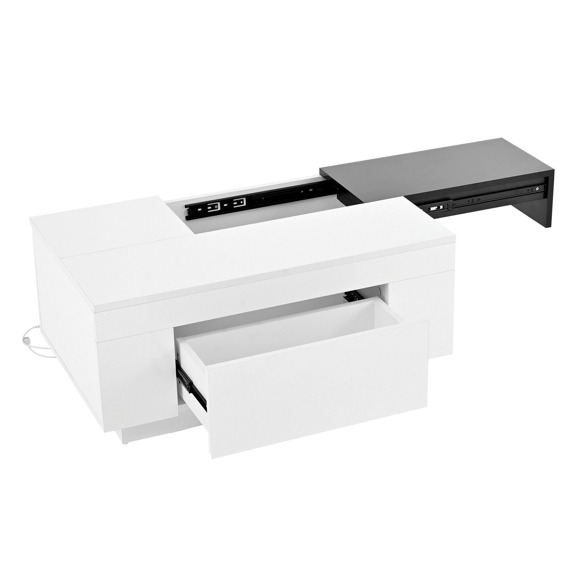 Logidon hoogglans salontafel met LED verlichting uitschuifbaar 80x50 wit