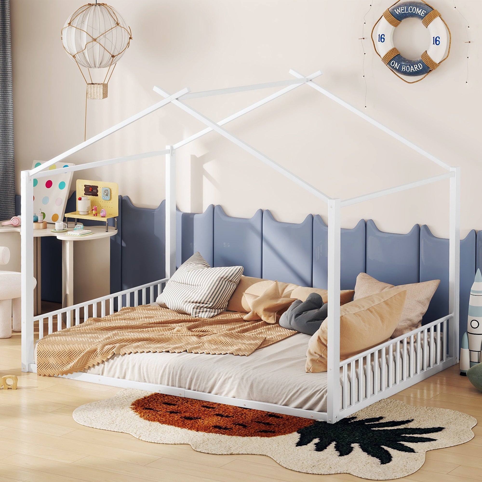 Logidon gestoffeerd bed 140x200 cm zonder matras Wit ijzeren framebed