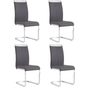 Logidon cantilever chairs set of 4 gray faux leather chrome frame