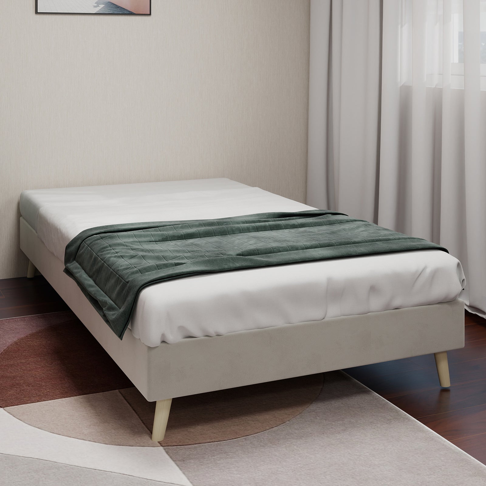 Bedframe in Logidon stof 90x200 beige fluwelen stof