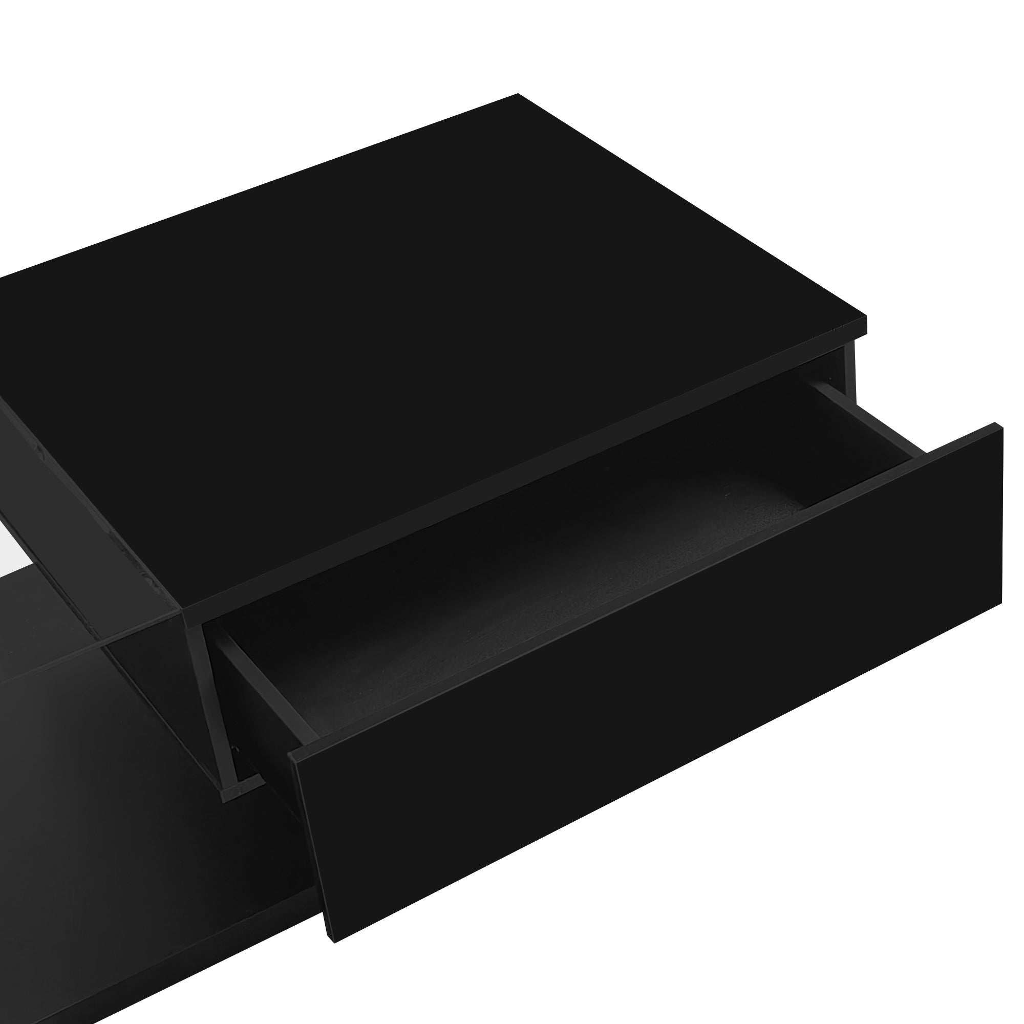 Logidon salontafel hoogglans zwart met glas en LED effect 105 cm