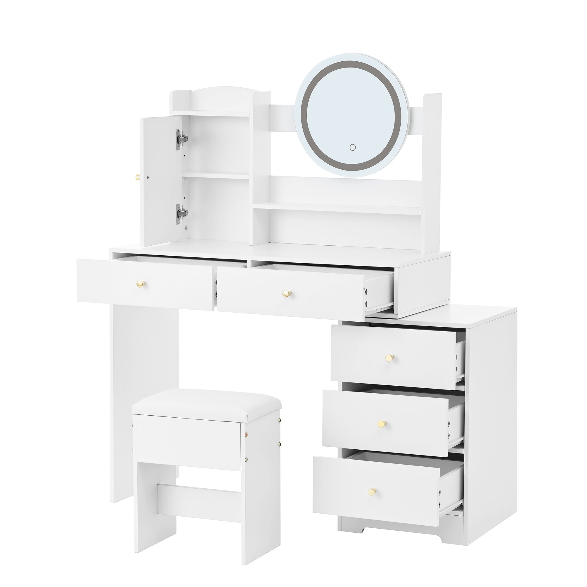 Logidon Grote Kaptafel Dimbaar LED Verlichting Wit 90x40x132 cm
