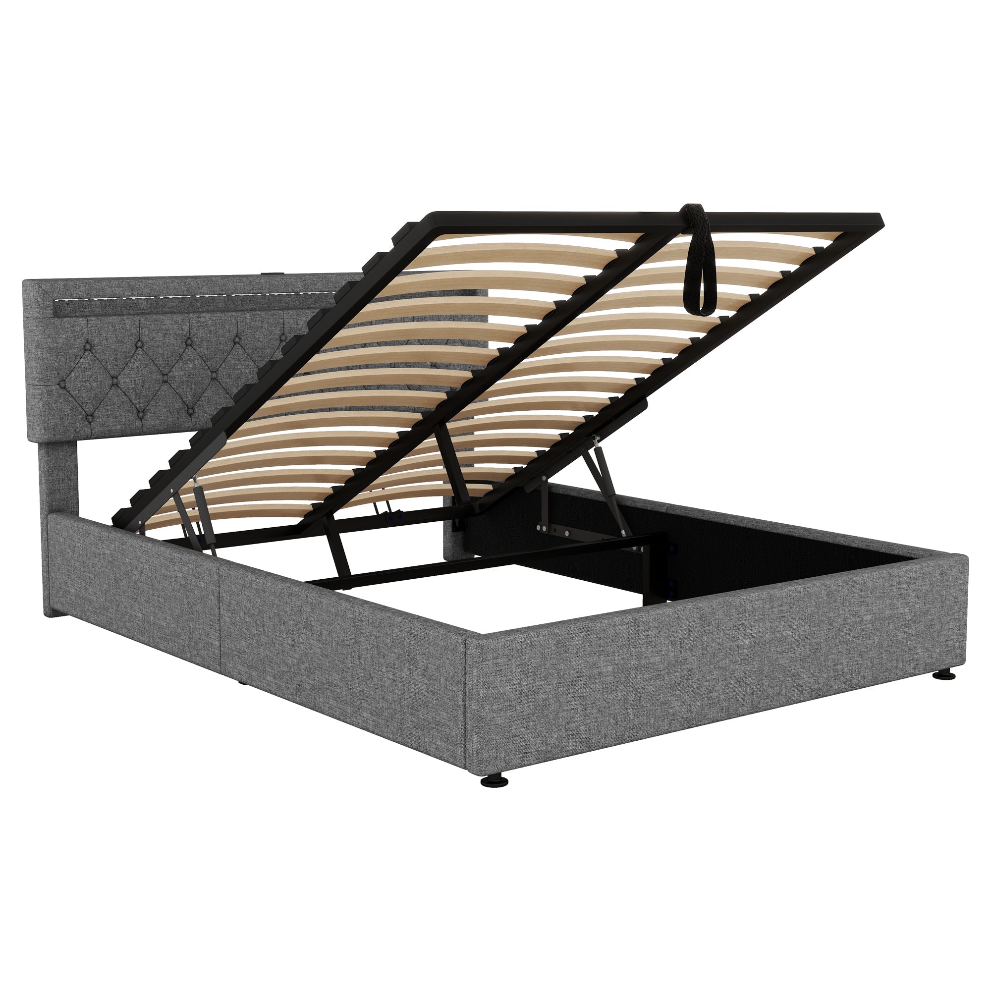 Logidon grijs gestoffeerd bed 160x200 cm met LED Ambient USB-C