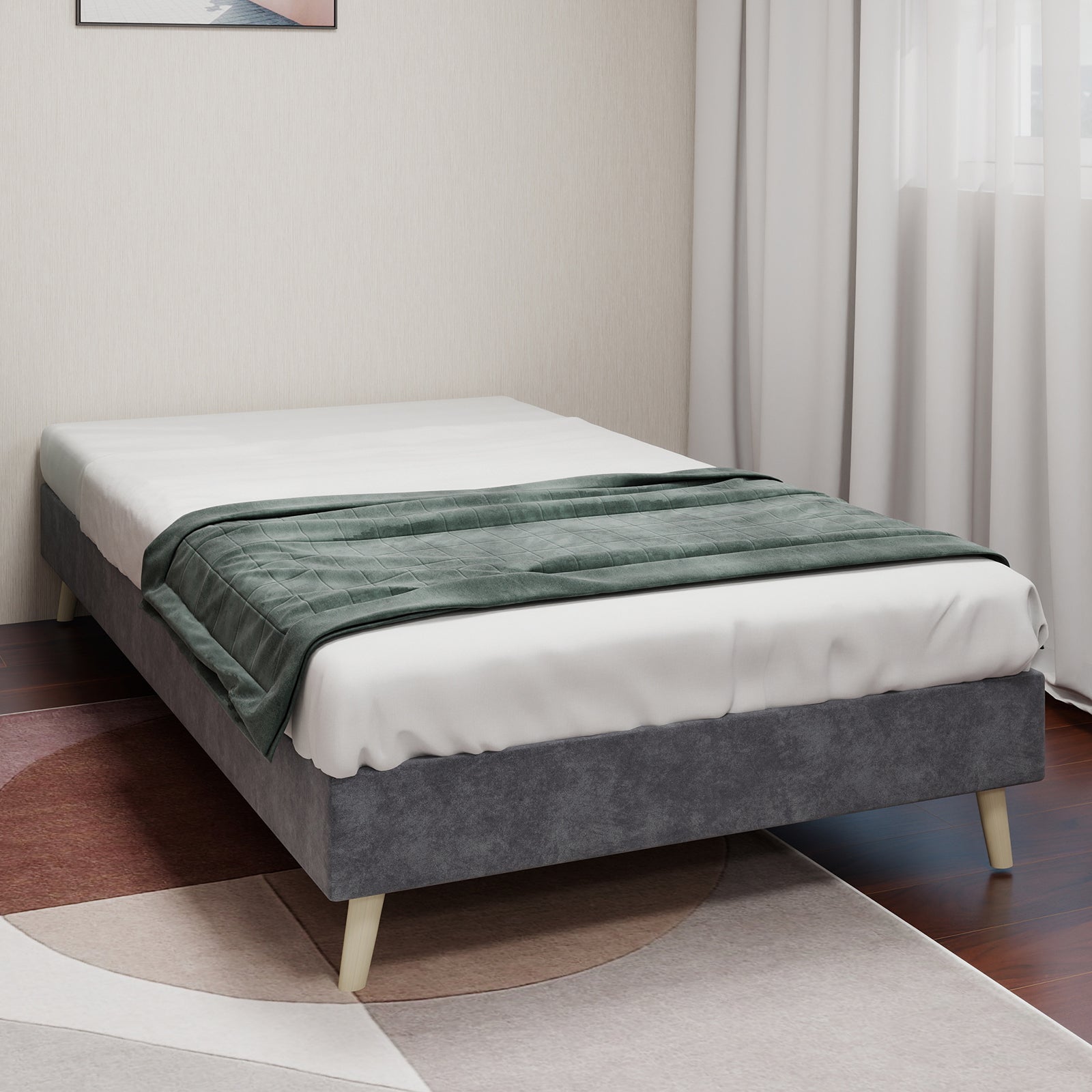 Logidon gewatteerd bedframe 90x200 cm grijze fluwelen stof