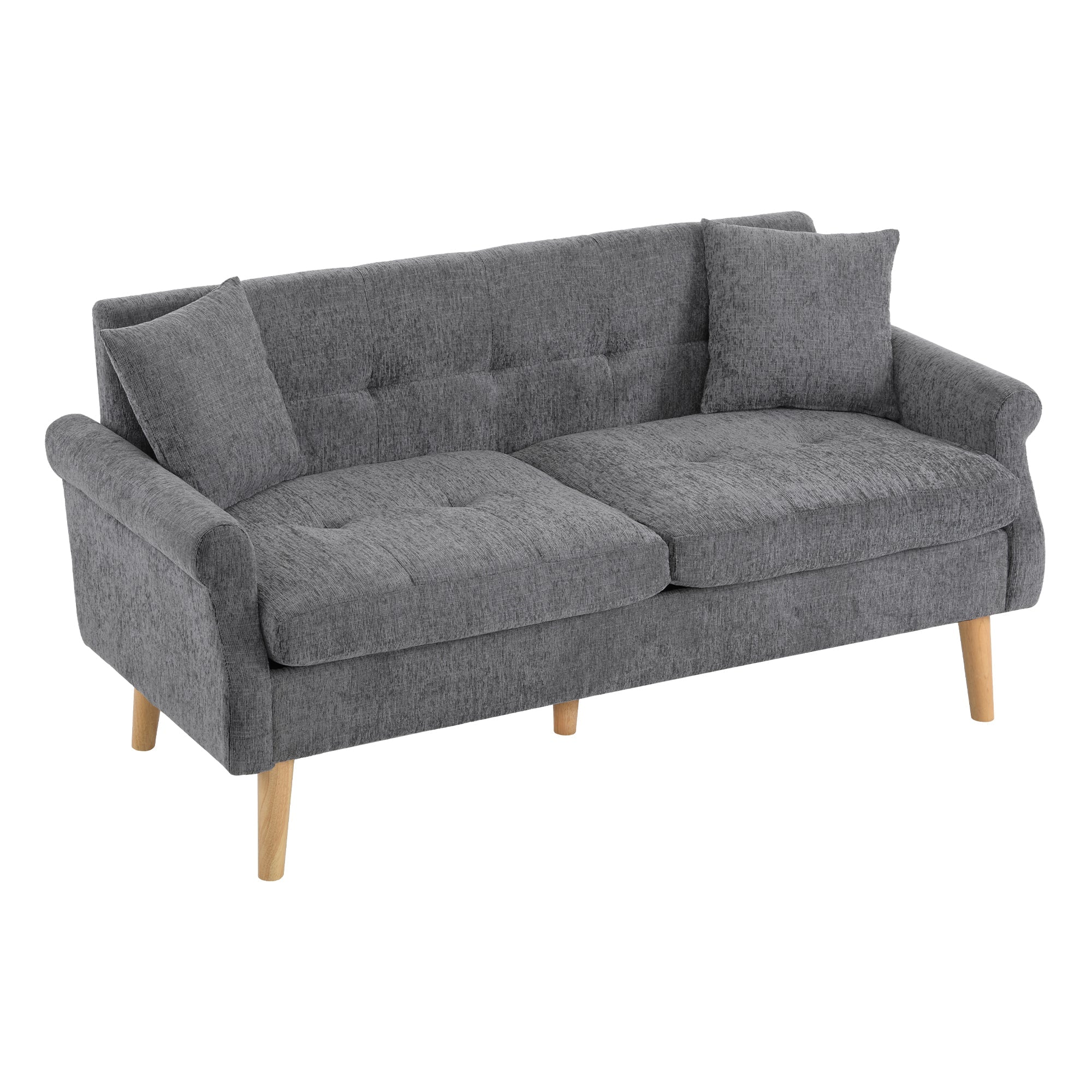 Logidon Modern Design Bank Grijze Chenille Stof 2 Zits 162 cm