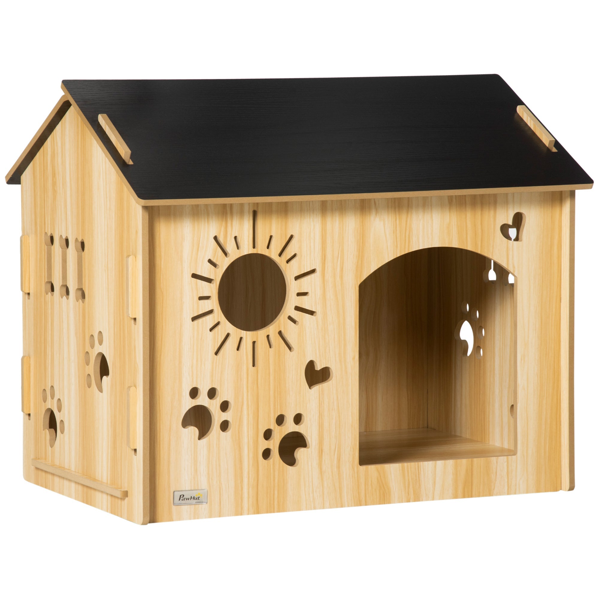 Logidon Hondenkennel MDF Eiken Zwart Dak 69x50x58,5 cm