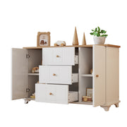 Logidon classic chest of drawers white natural with 3 drawers and 2 doors