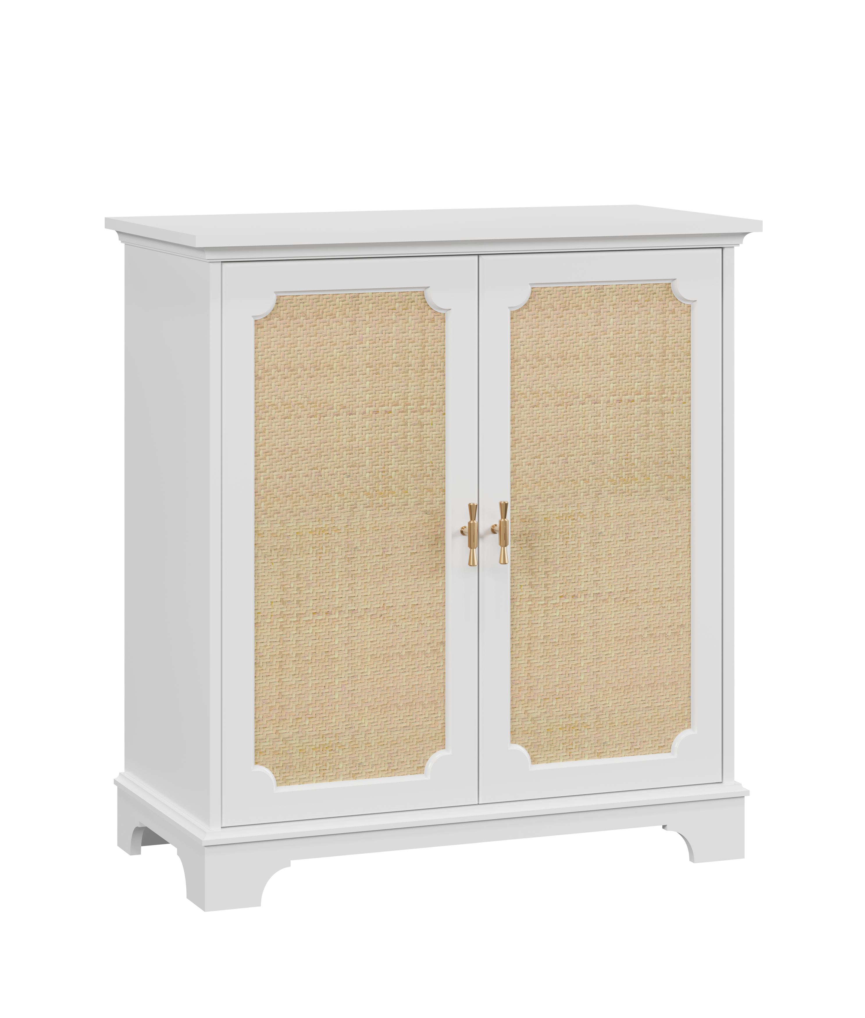 Logidon Dressoir Wit 80x38x86 cm met rotan sierdeuren