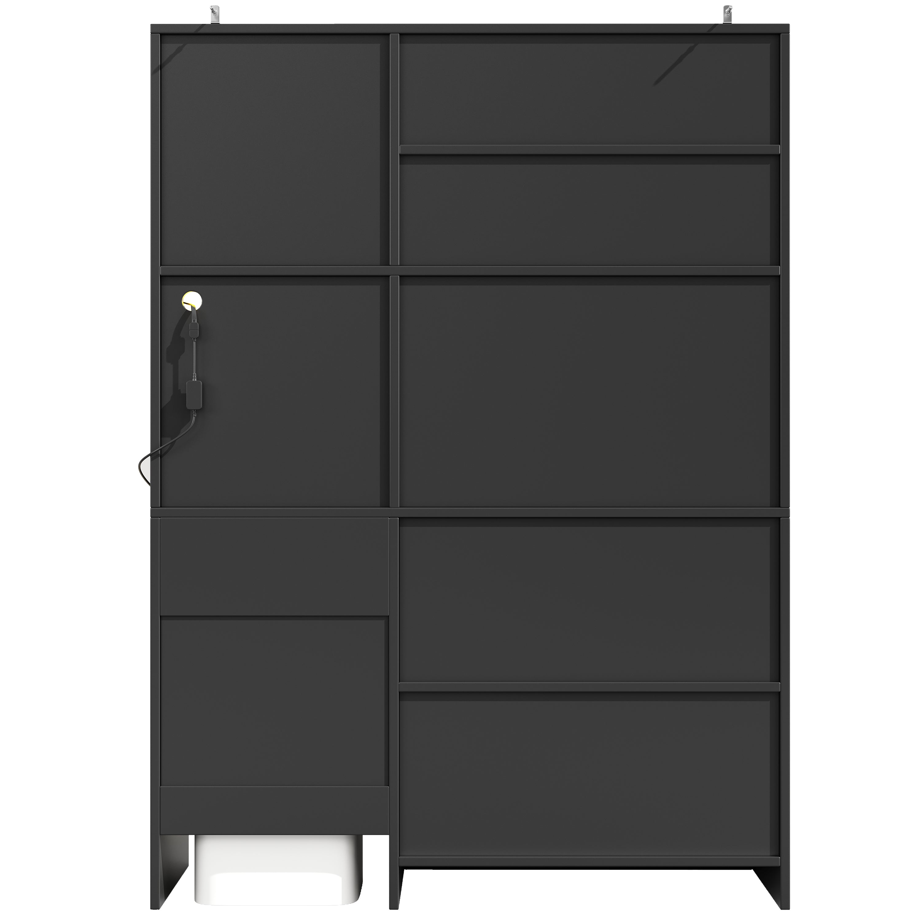 Logidon keukenkast 130x45x180 cm met glazen deuren en LED zwart