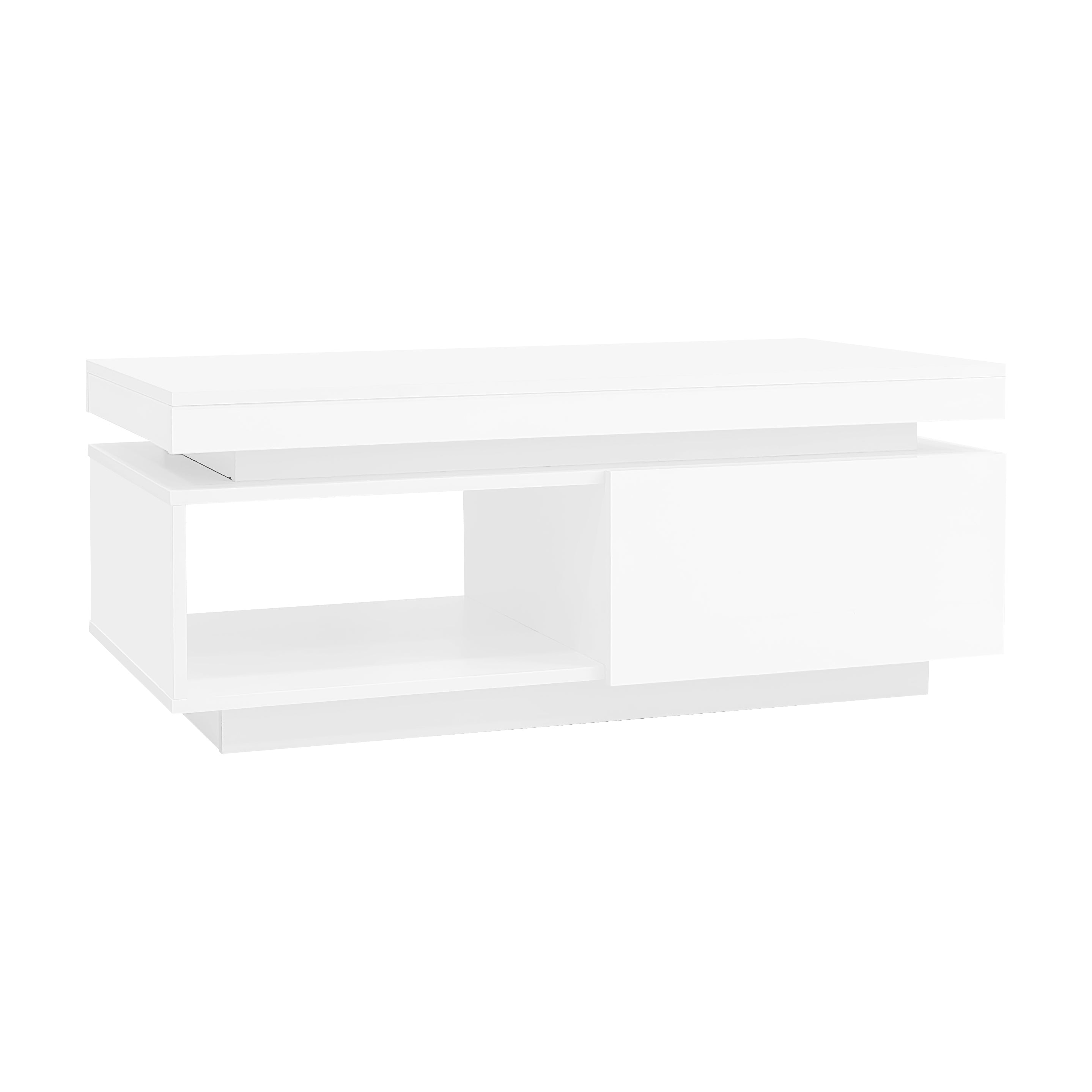 Logidon hoogglans witte salontafel met LED verlichting 100x50x40,3 cm