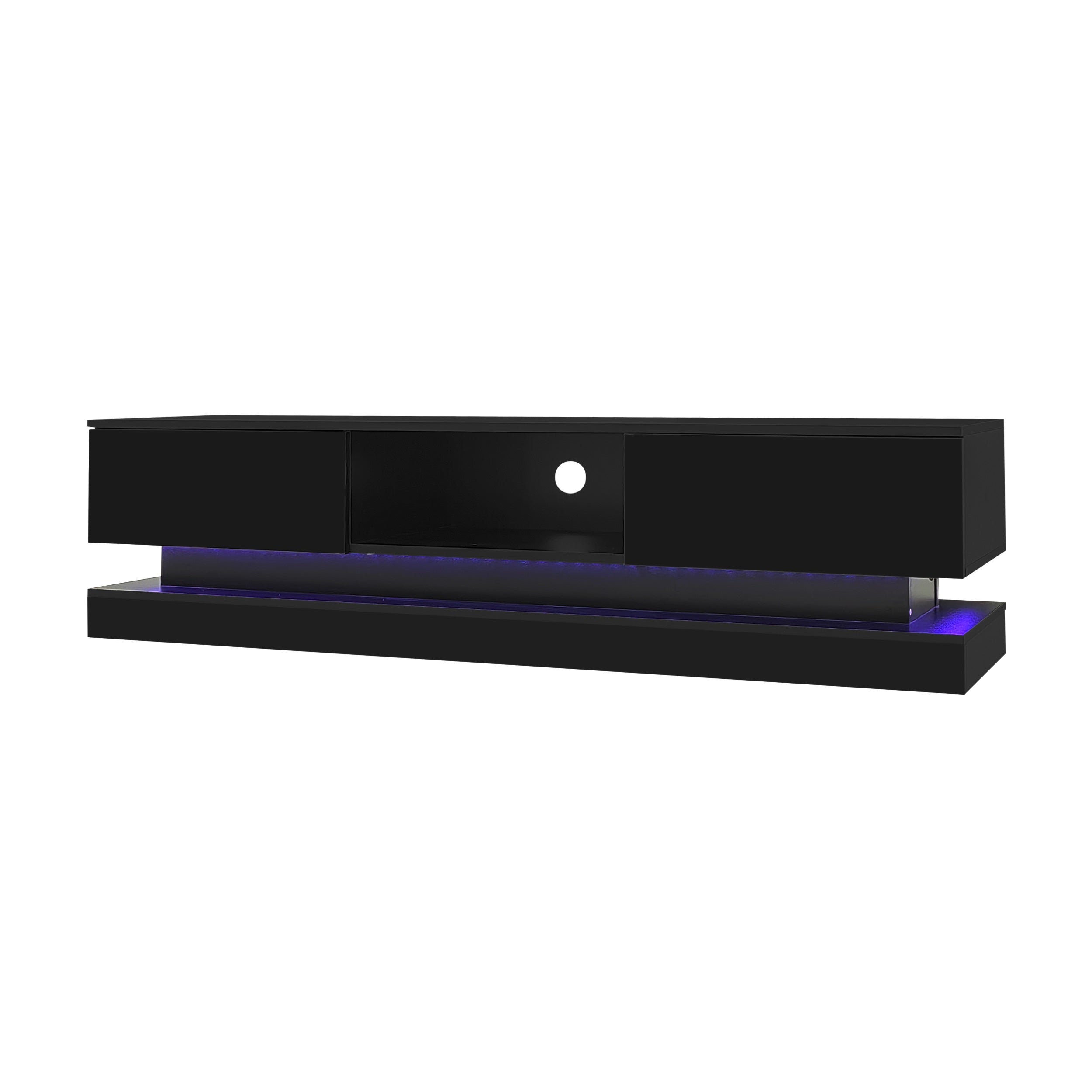 Logidon Zwart Hoogglans TV-meubel 160 CM Met LED 2 Laden