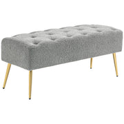 Logidon Bank met lamswollen look en knoopstiksels grijs 112x41x46 cm