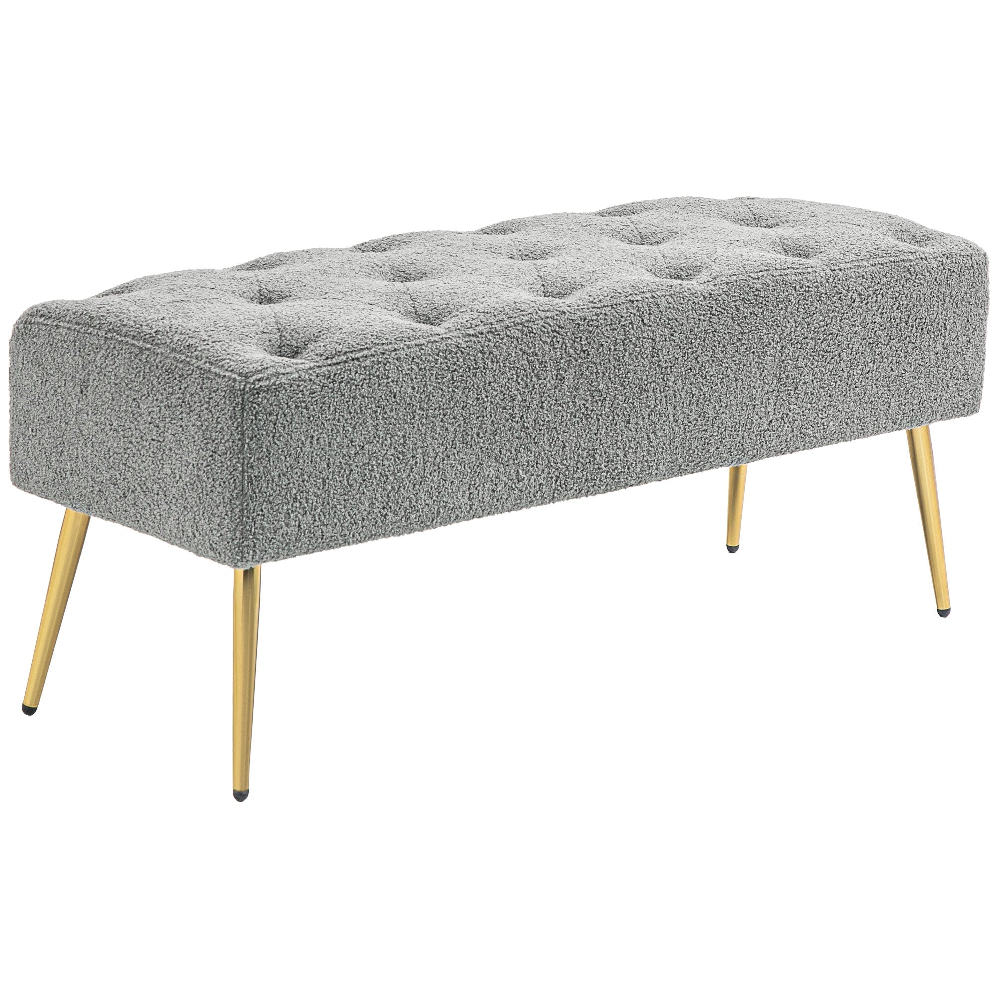 Logidon Bank met lamswollen look en knoopstiksels grijs 112x41x46 cm