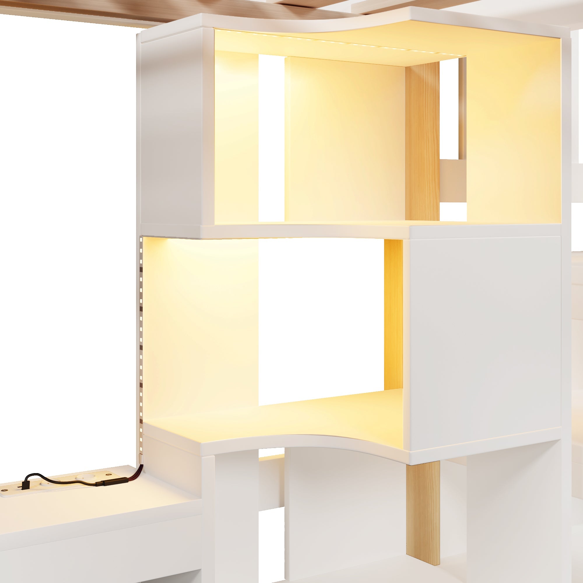 Logidon hoogslaper 90x200cm met LED verlichting raamvorm wit naturel