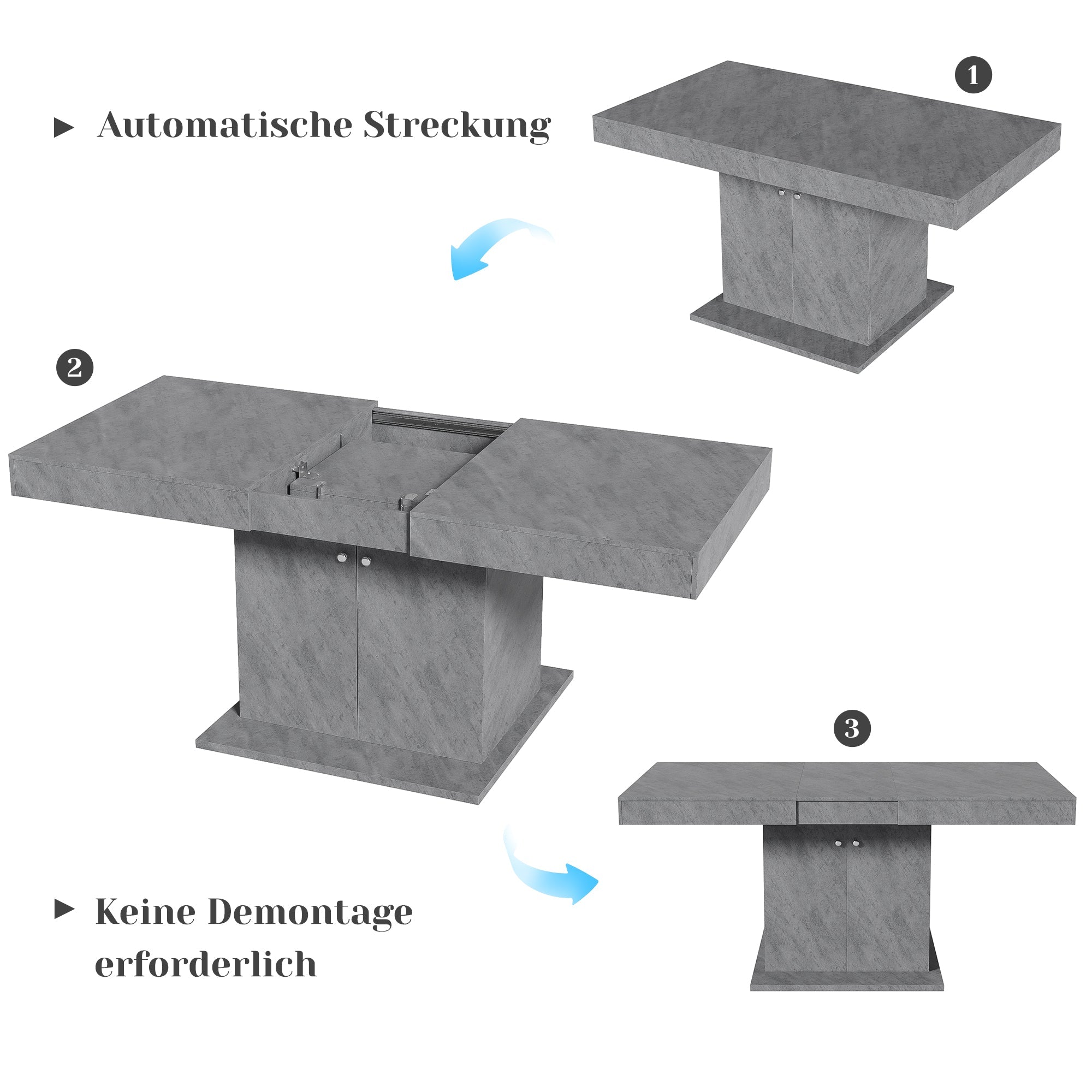 Logidon uitschuifbare eettafel L140/180xB80xH76 cm grijze betonlook