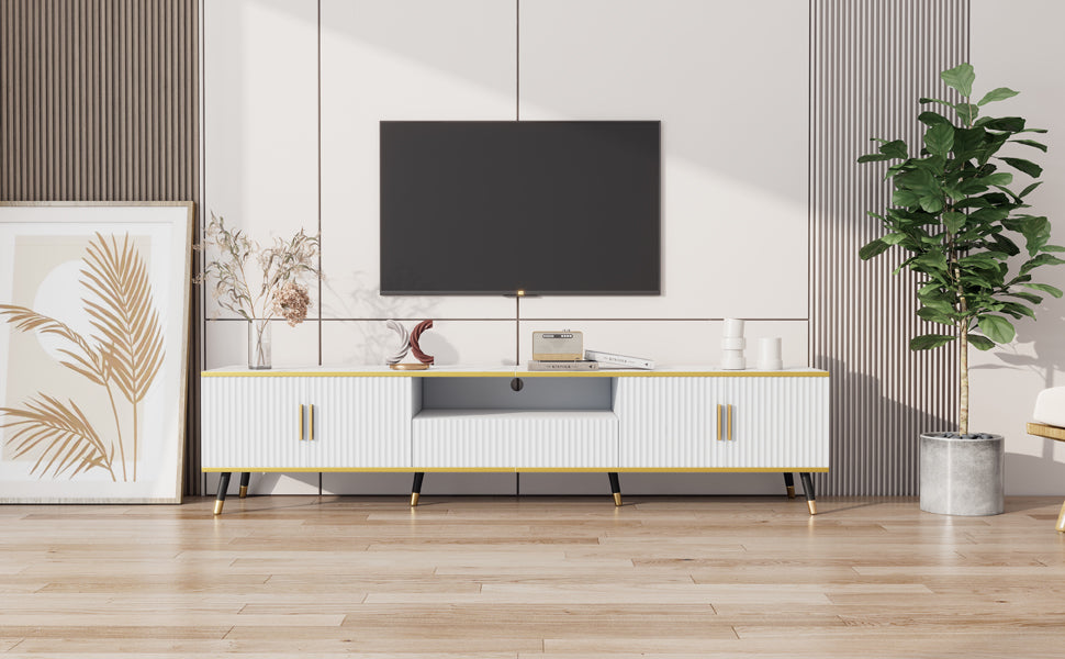 Logidon Modern TV-meubel Wit Marmerlook 200x40x46 cm