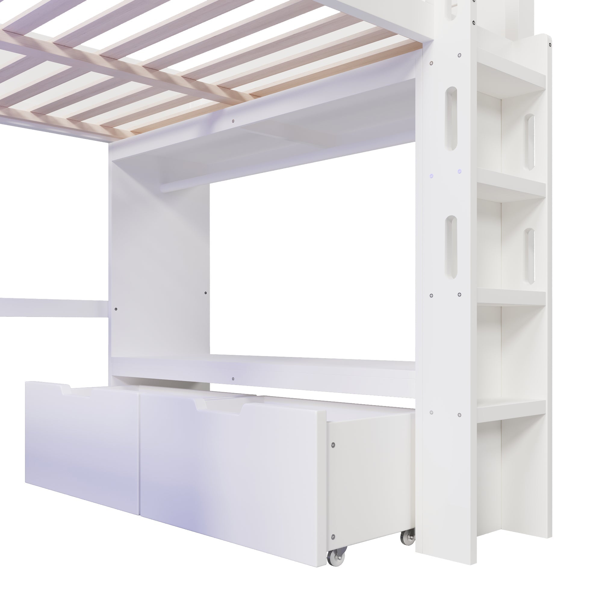 Logidon hoogslaper 140x200 cm wit gamingbed met bureau LED