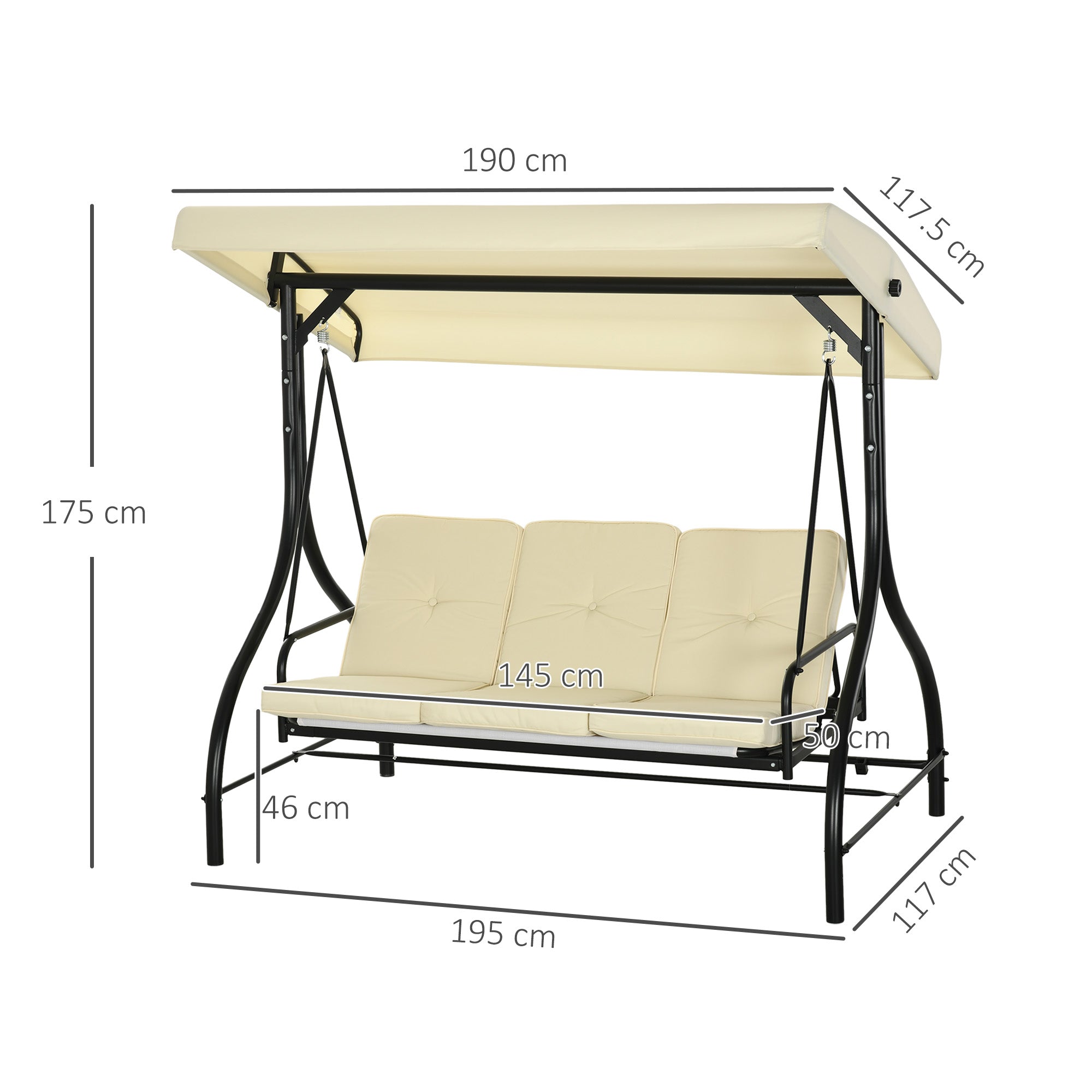 Logidon 2 in 1 Hollywood schommel ligfunctie 3 zits beige
