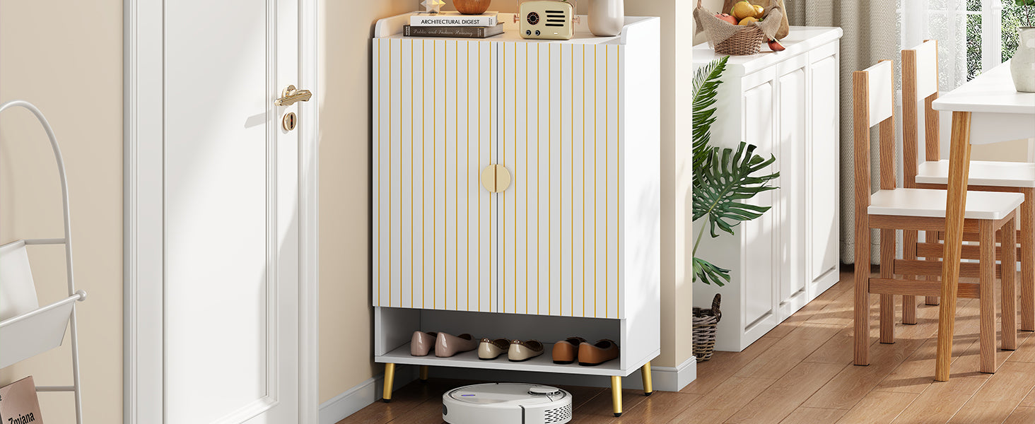 Logidon moderne schoenenkast wit MDF met deuren, 3 niveaus