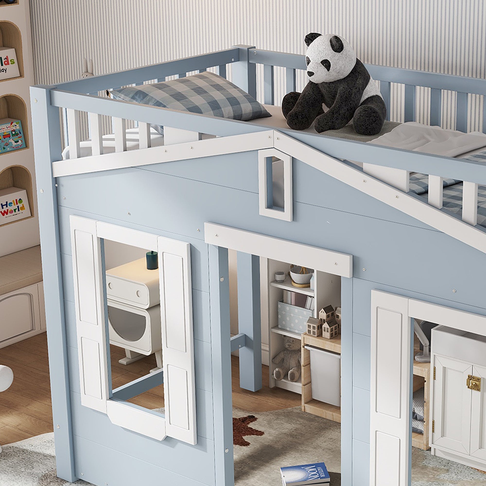 Logidon hoogslaper blauw 90x200 kinderbed met ruimte onder het bed