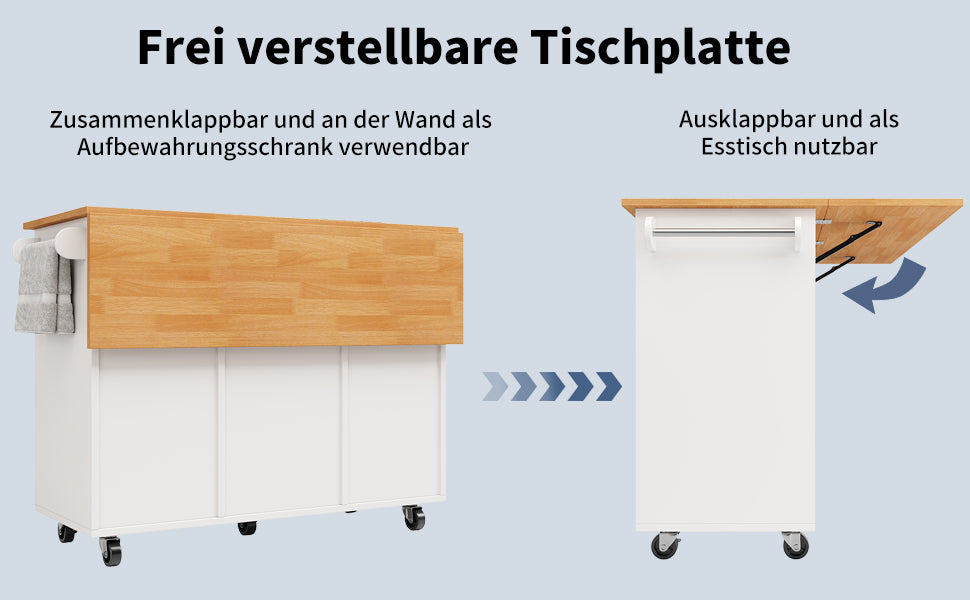 Logidon Modern Keukeneiland Uitschuifbare Keukentrolley Wit 8 Laden