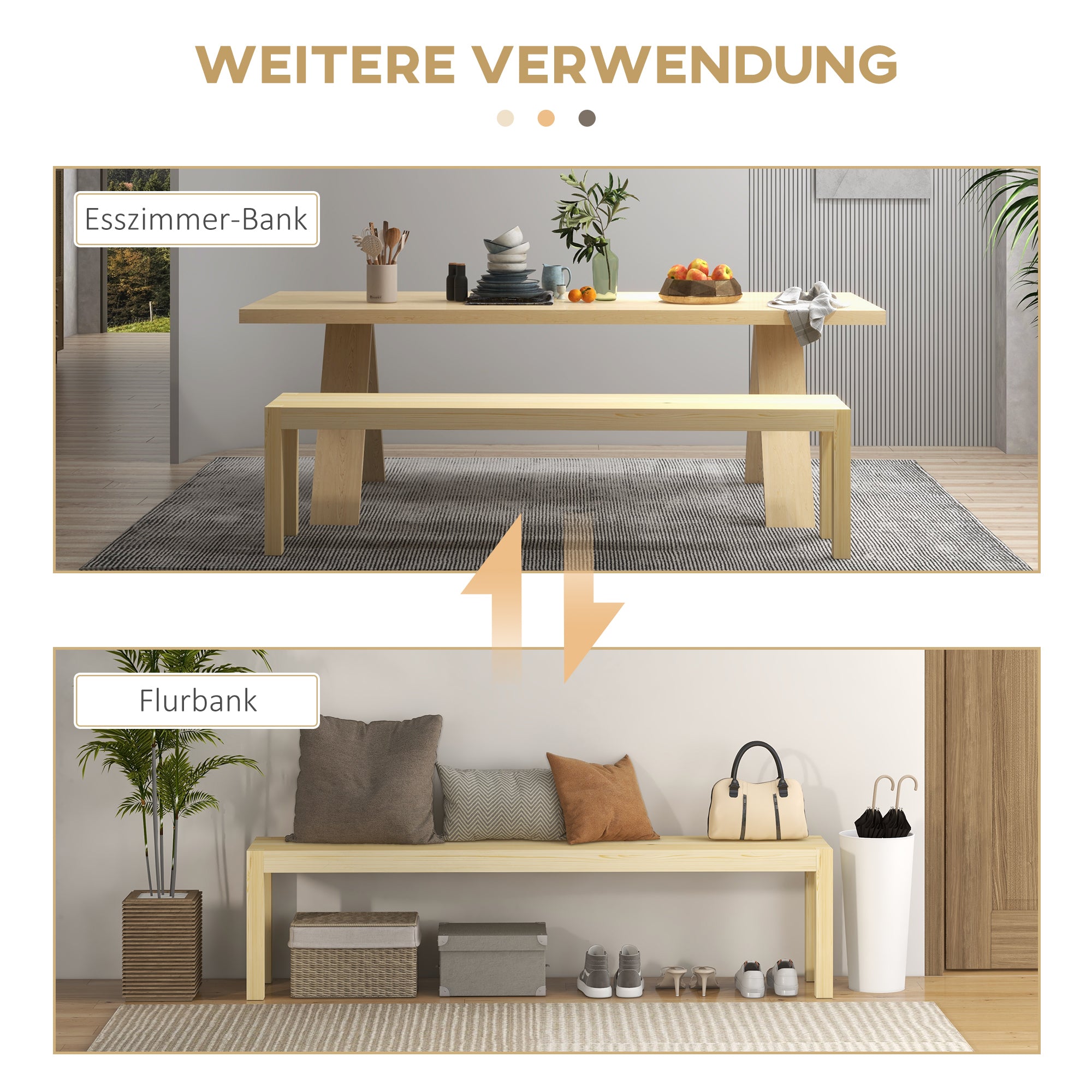 Logidon bank 3-zits massief hout naturel grenen 175x33x45 cm