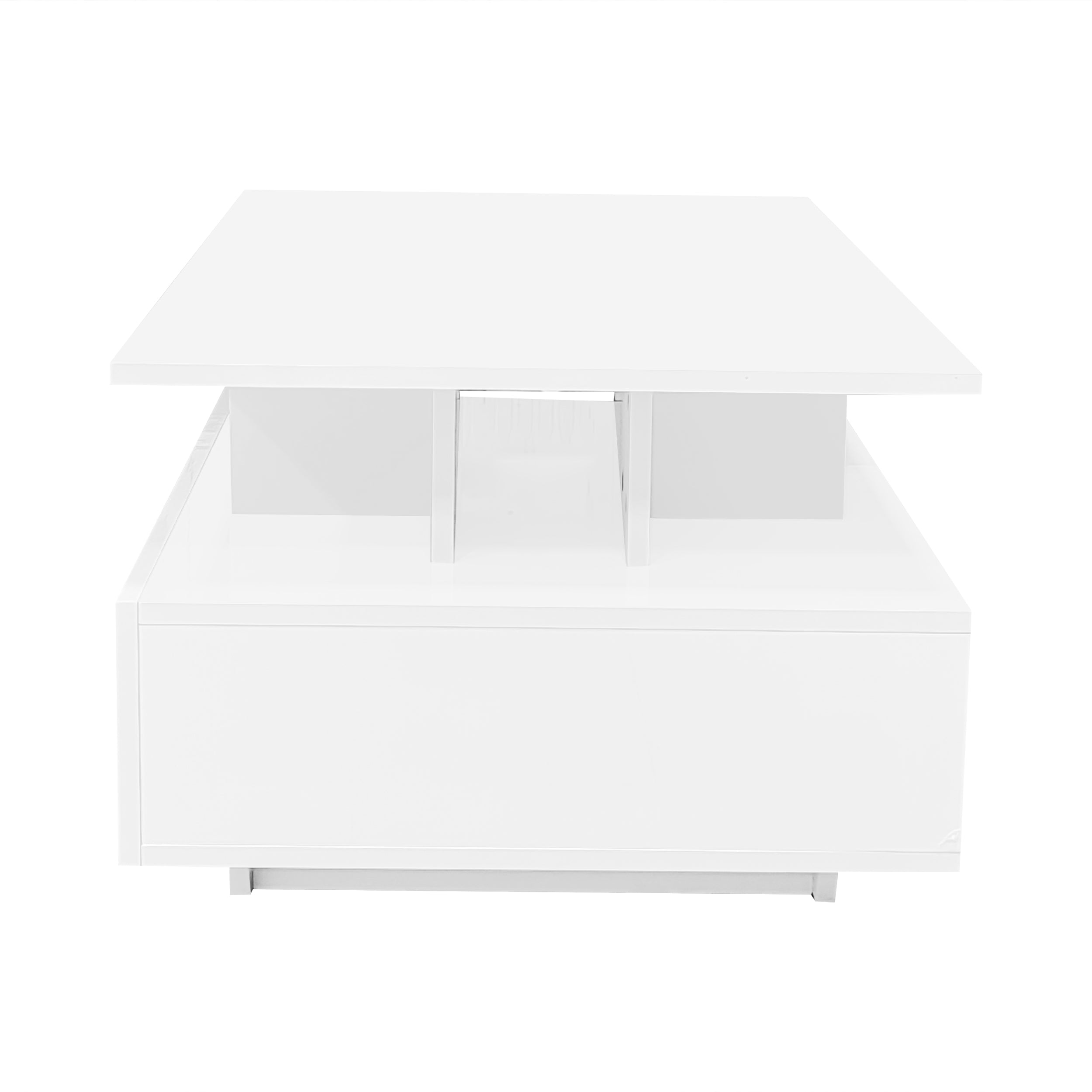 Logidon hoogglans salontafel LED, 2 lades, 90x55x41 cm wit