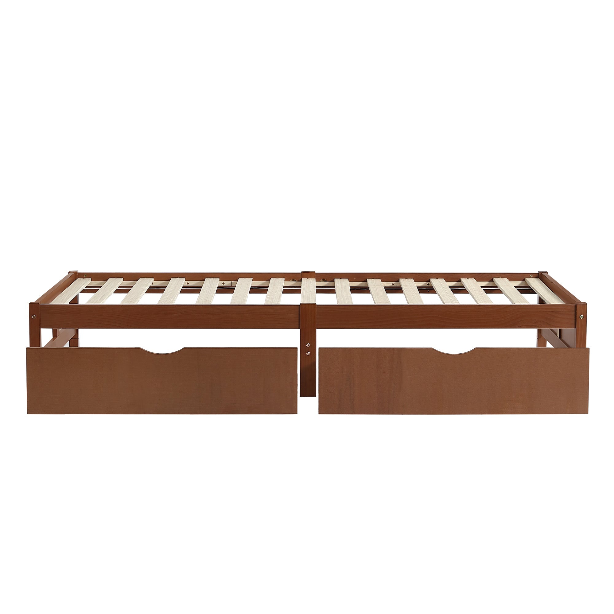 Logidon kinderbed 90x200 roodbruin houten bed met 2 lades en wielen