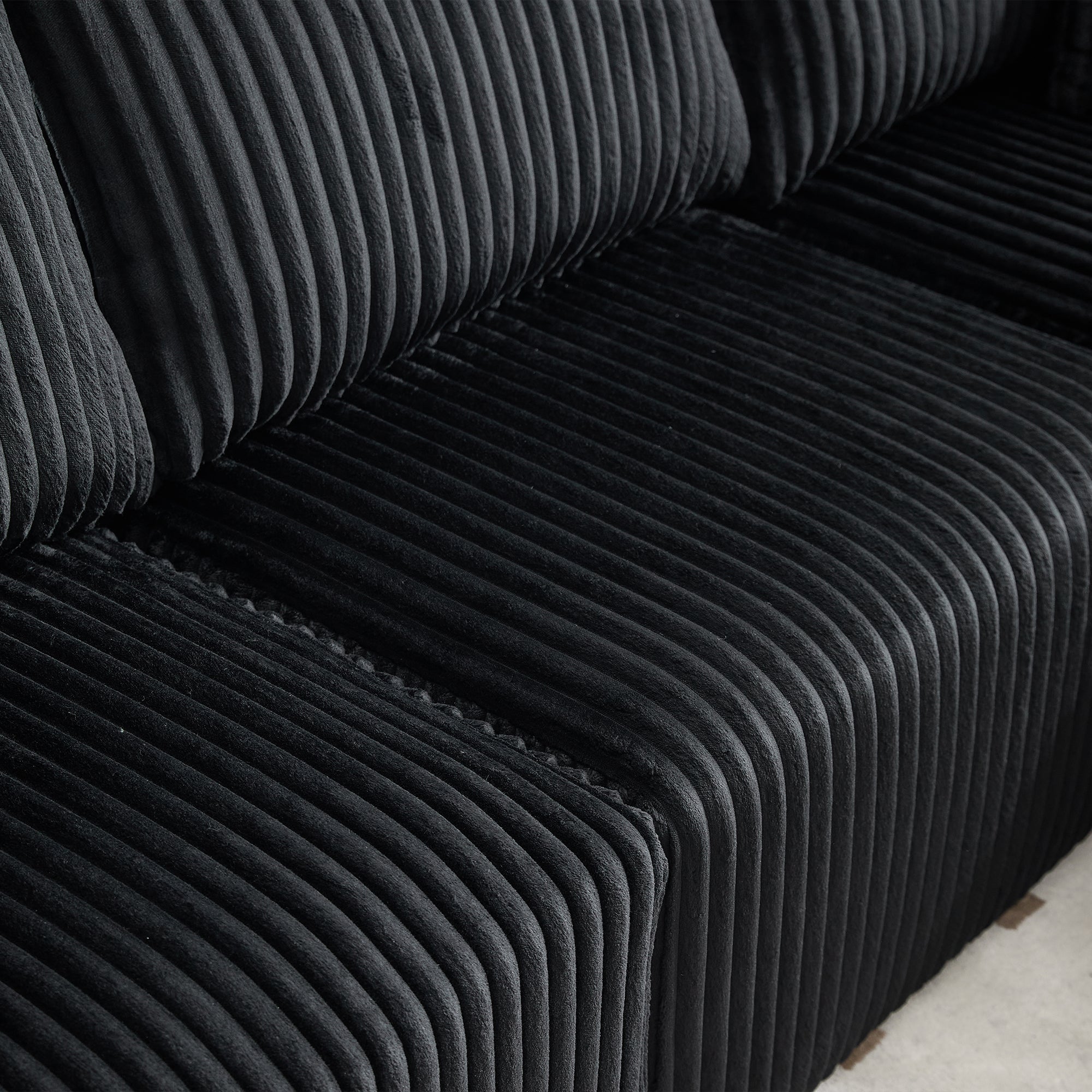 Logidon modulaire bankstel met chaise longue, 2-zitsbank, zwart corduroy